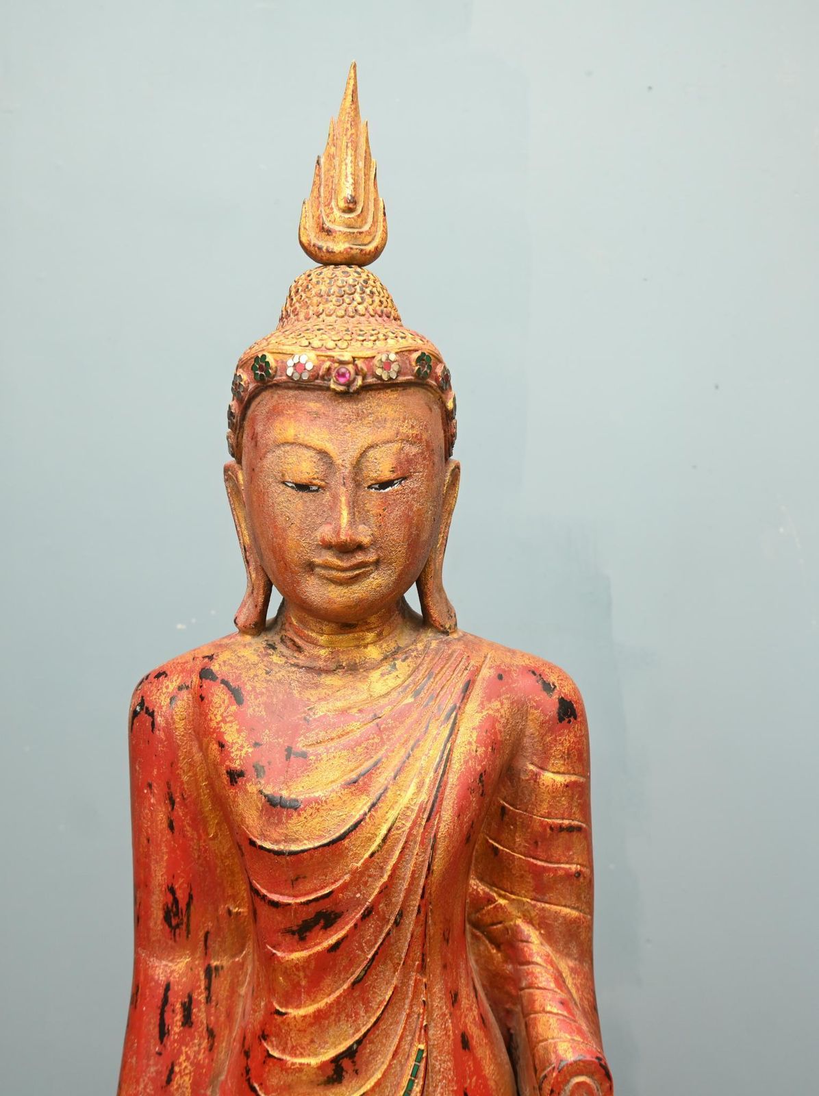 photo furniture Carved Standing Burmese Buddha Statue Buddhist Art Mandalay