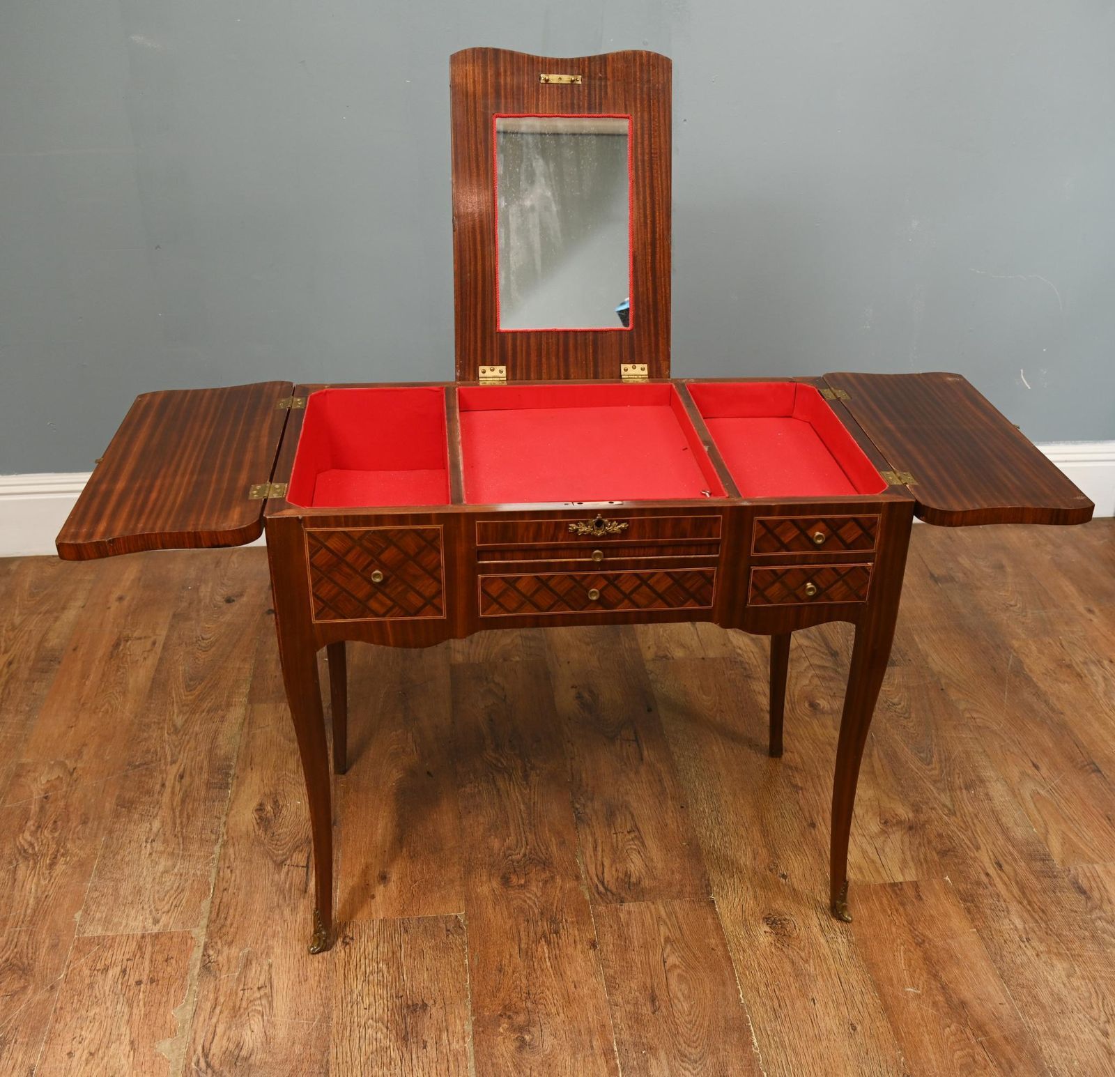 Antique French Louis XVI Kingwood Bonheur Du Jour Dressing photo vintage