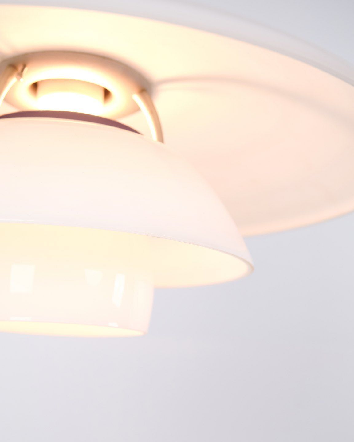 Ph 4½ 4 Pendant In White Opal Glass And Chrome, Poul Henningsen For Louis Poulsen photo vintage
