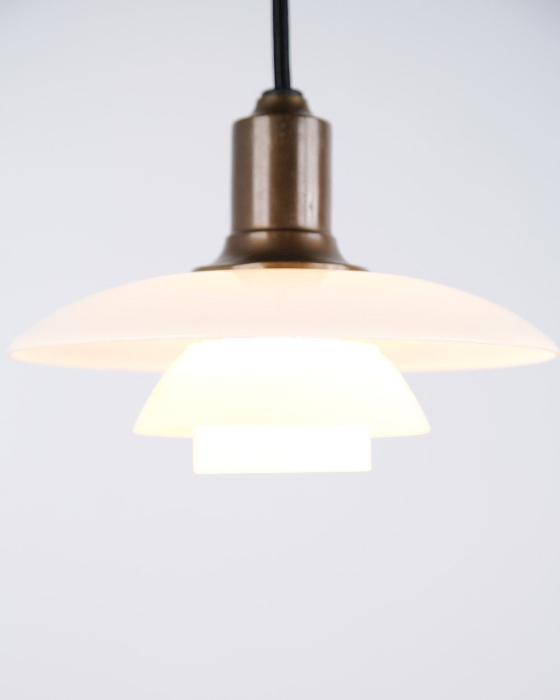 Poul Henningsen Pendant Lamp Model Ph 2/1 In Burnished Brass And Opal Glass For Louis Poulsen photo Lighting