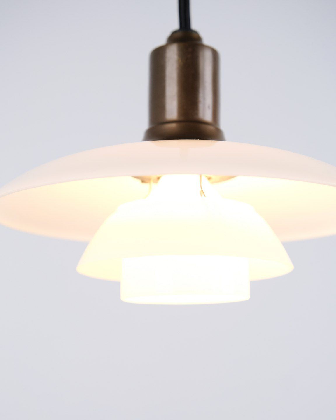 Poul Henningsen Pendant Lamp Model Ph 2/1 In Burnished Brass And Opal Glass For Louis Poulsen photo vinterior