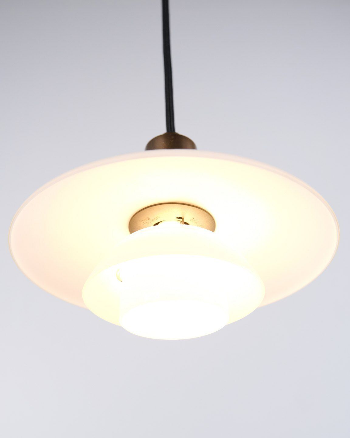 Poul Henningsen Pendant Lamp Model Ph 2/1 In Burnished Brass And Opal Glass For Louis Poulsen photo vintage