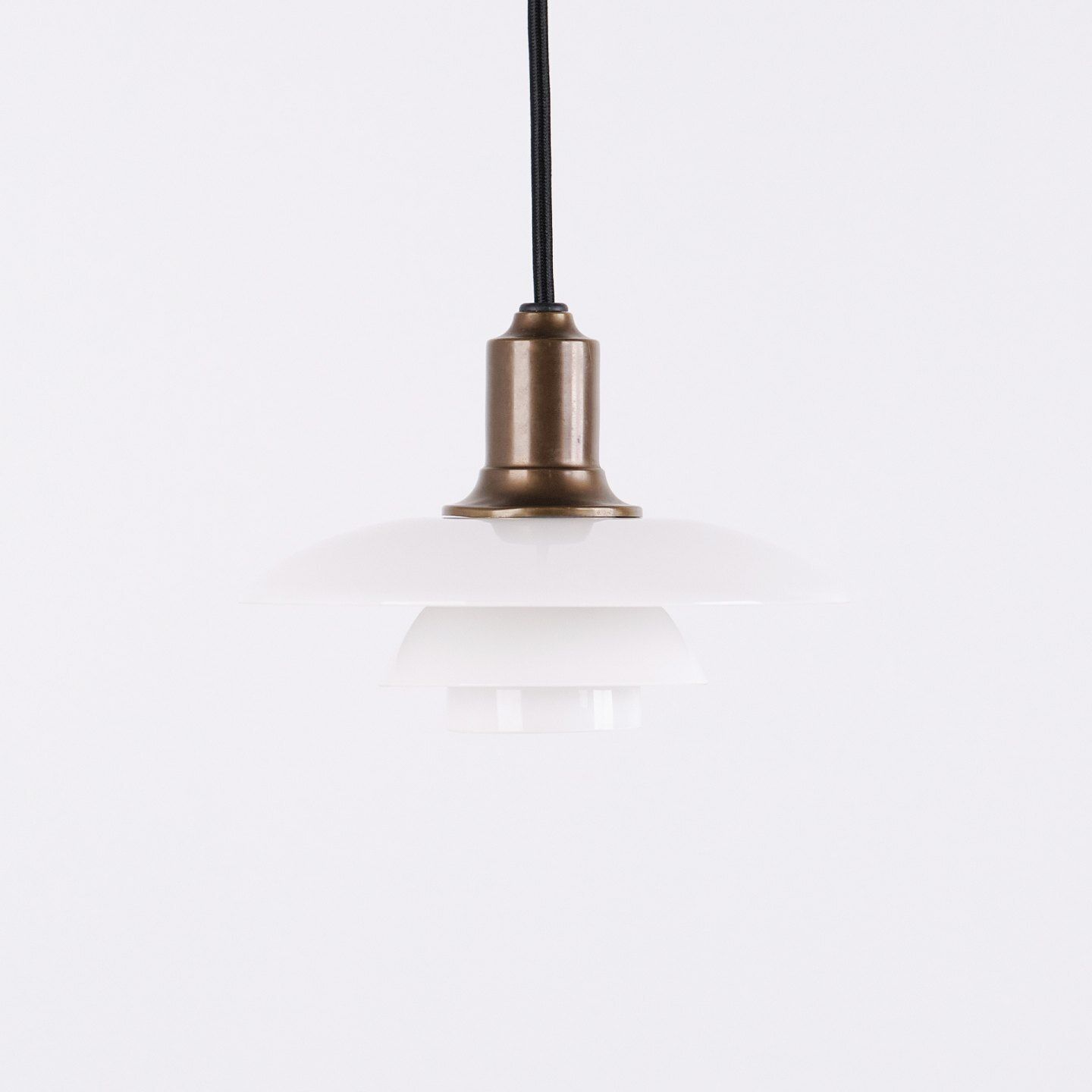 photo furniture Poul Henningsen Pendant Lamp Model Ph 2/1 In Burnished Brass And Opal Glass For Louis Poulsen