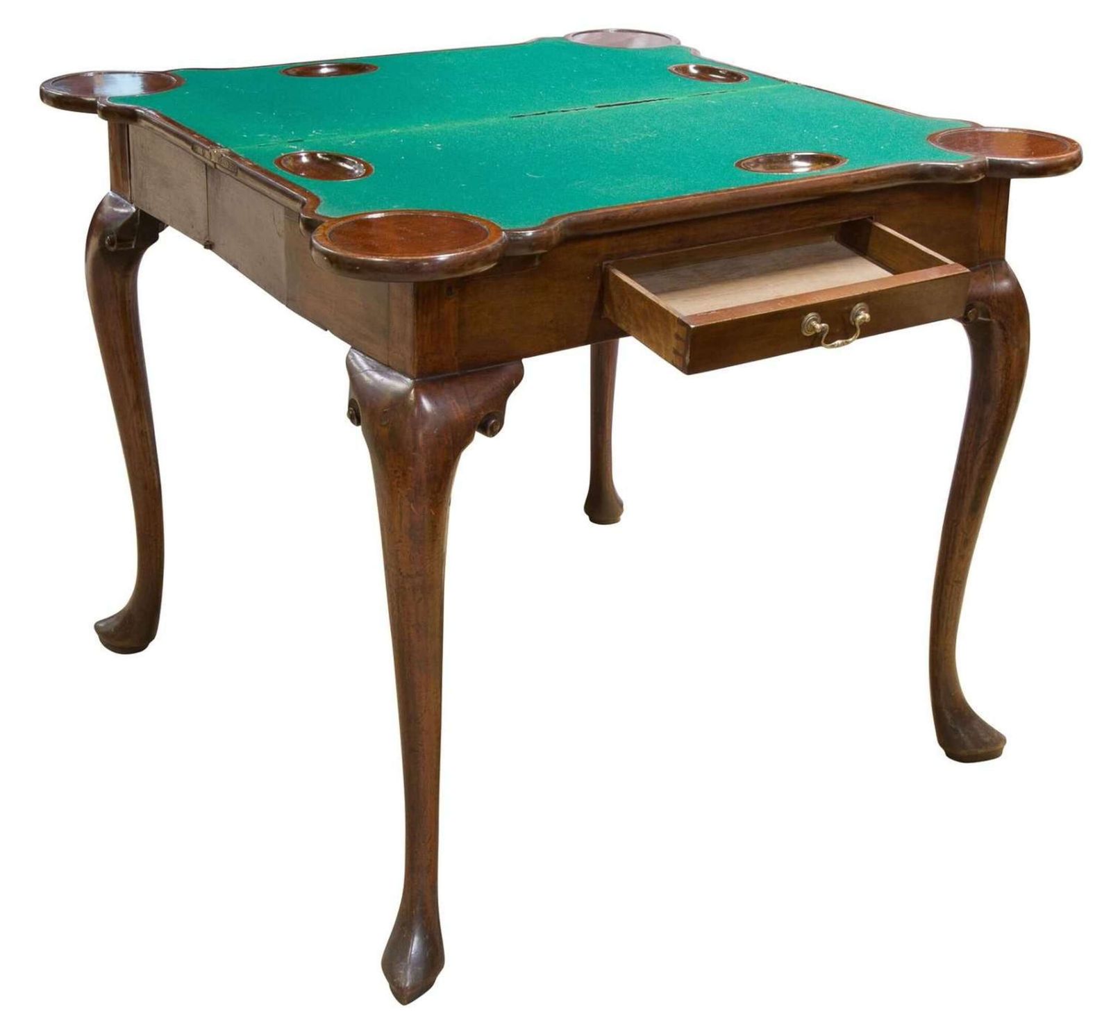 Fine George II Mahogany Concertina Action Card Table With Drawer, C.1750 photo 2070.0