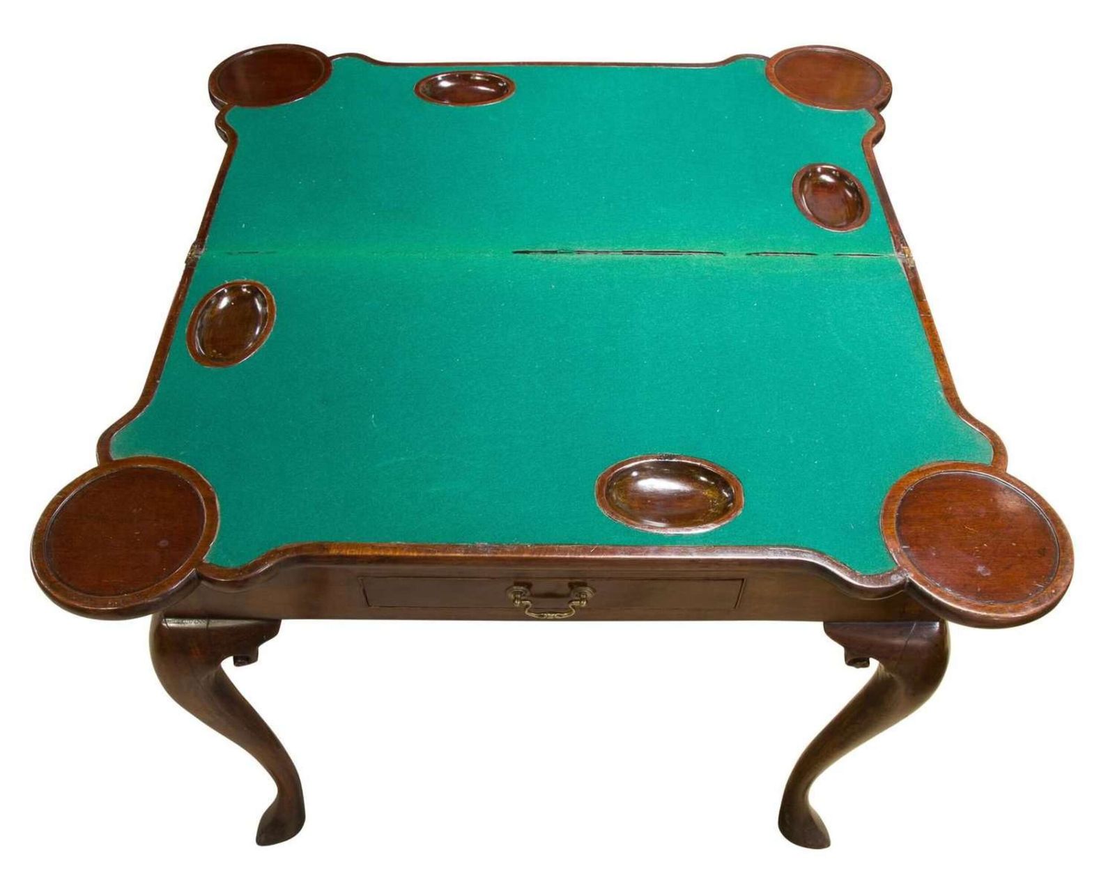 Fine George II Mahogany Concertina Action Card Table With Drawer, C.1750 photo vinterior