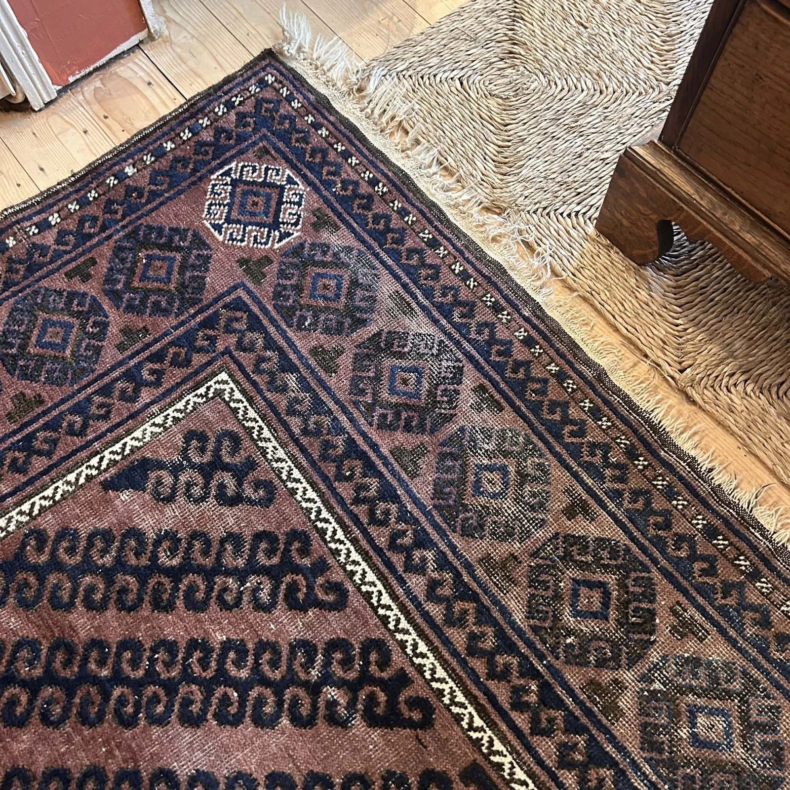 Large Hand Stitched Balouch Indigo Blue Rug photo 400.0