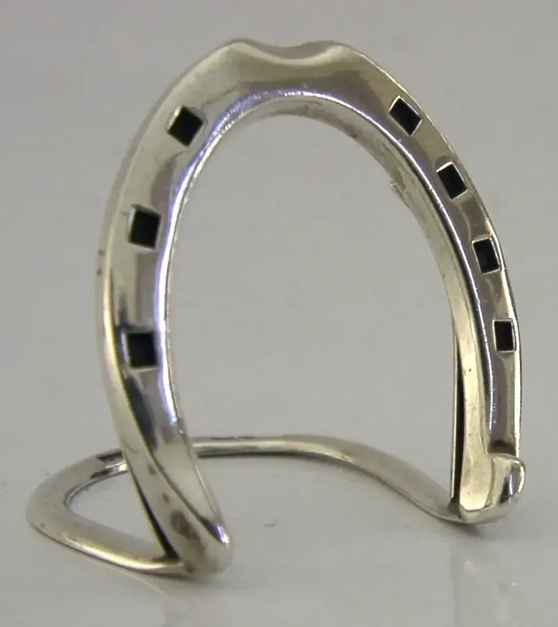 Chester Antique Sterling Silver Horseshoe Menu Holder 1900 Hunting Riding photo for sale