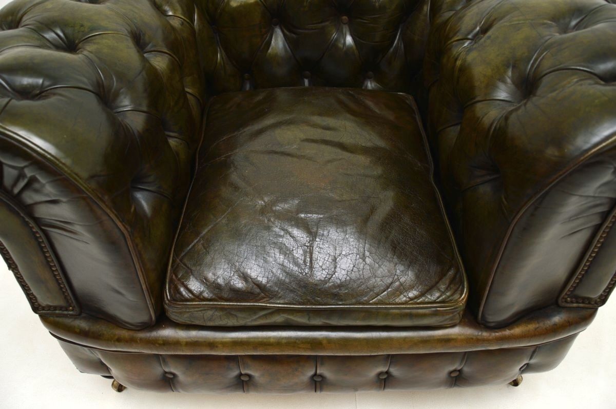 Furniture Antique Victorian Leather Chesterfield Armchair photo