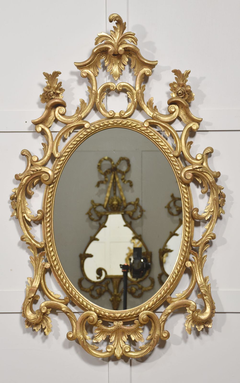 Giltwood Rococo Revival Oval Wall Mirror photo furniture