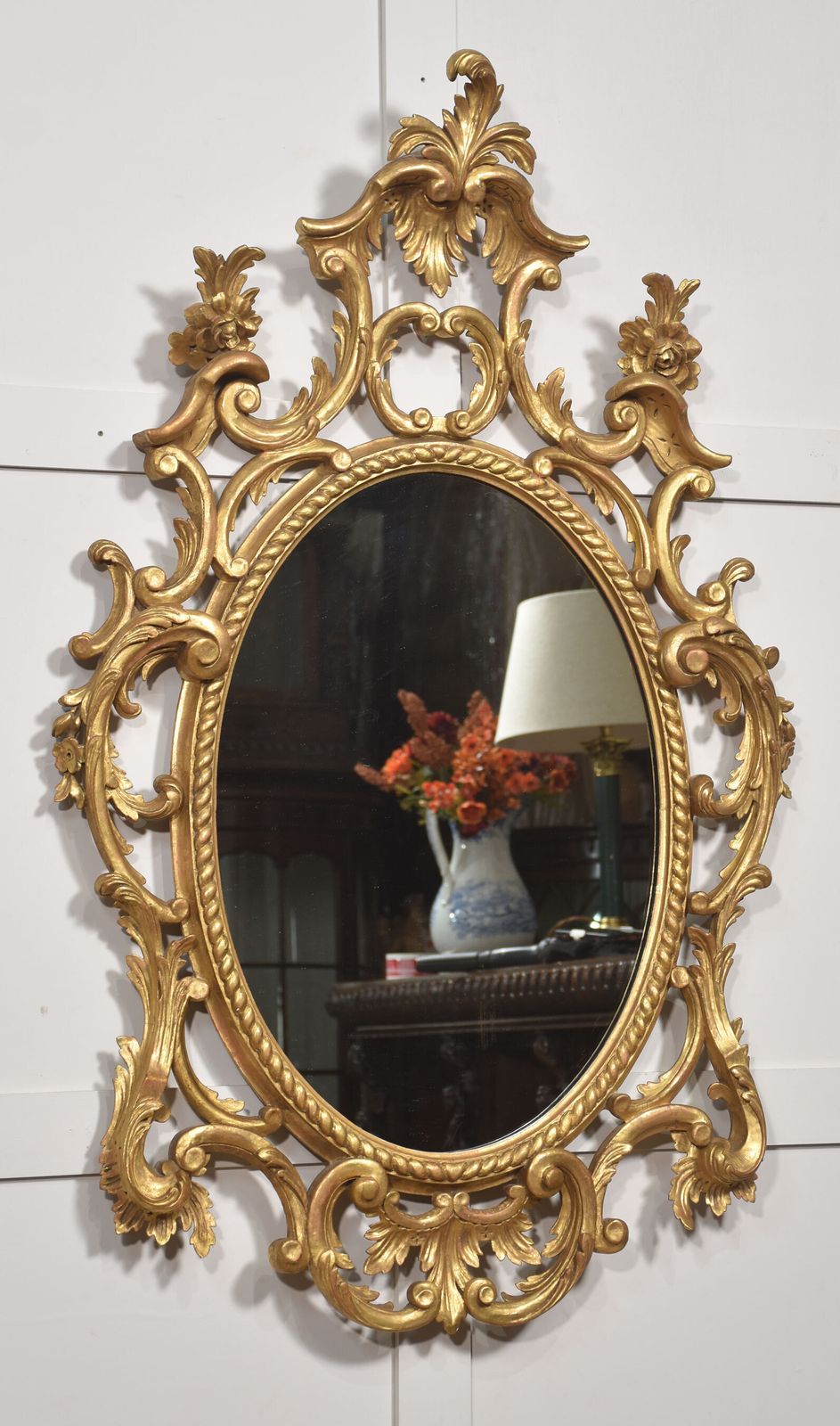 Giltwood Rococo Revival Oval Wall Mirror photo 1434.0