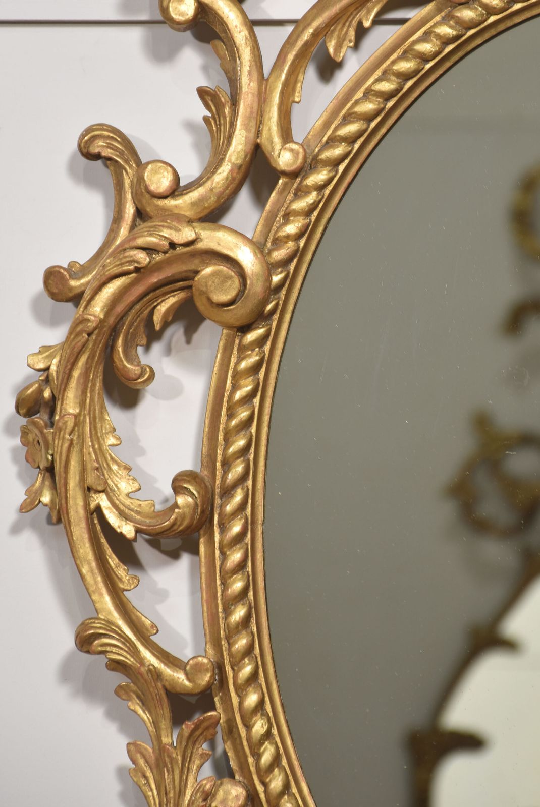 Giltwood Rococo Revival Oval Wall Mirror photo vinterior