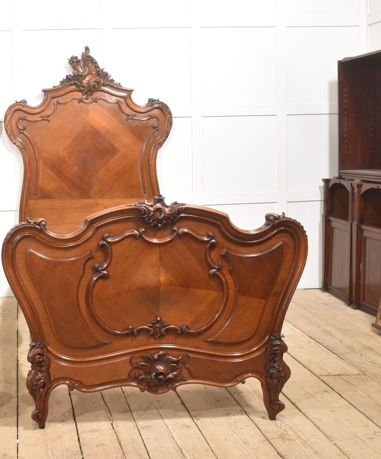 Furniture Pair Of Carved Walnut Single Beds photo
