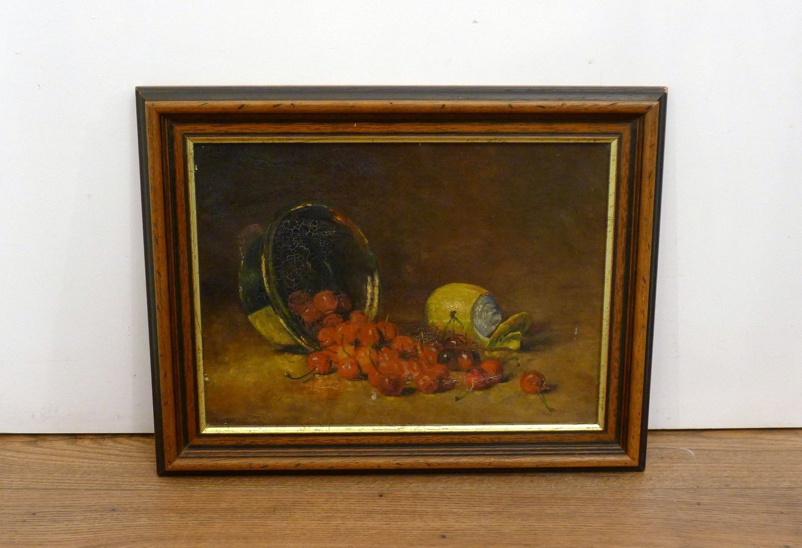 Small Still Life With Cherries And Lemon, Oil On Canvas, Early 20th Century photo furniture