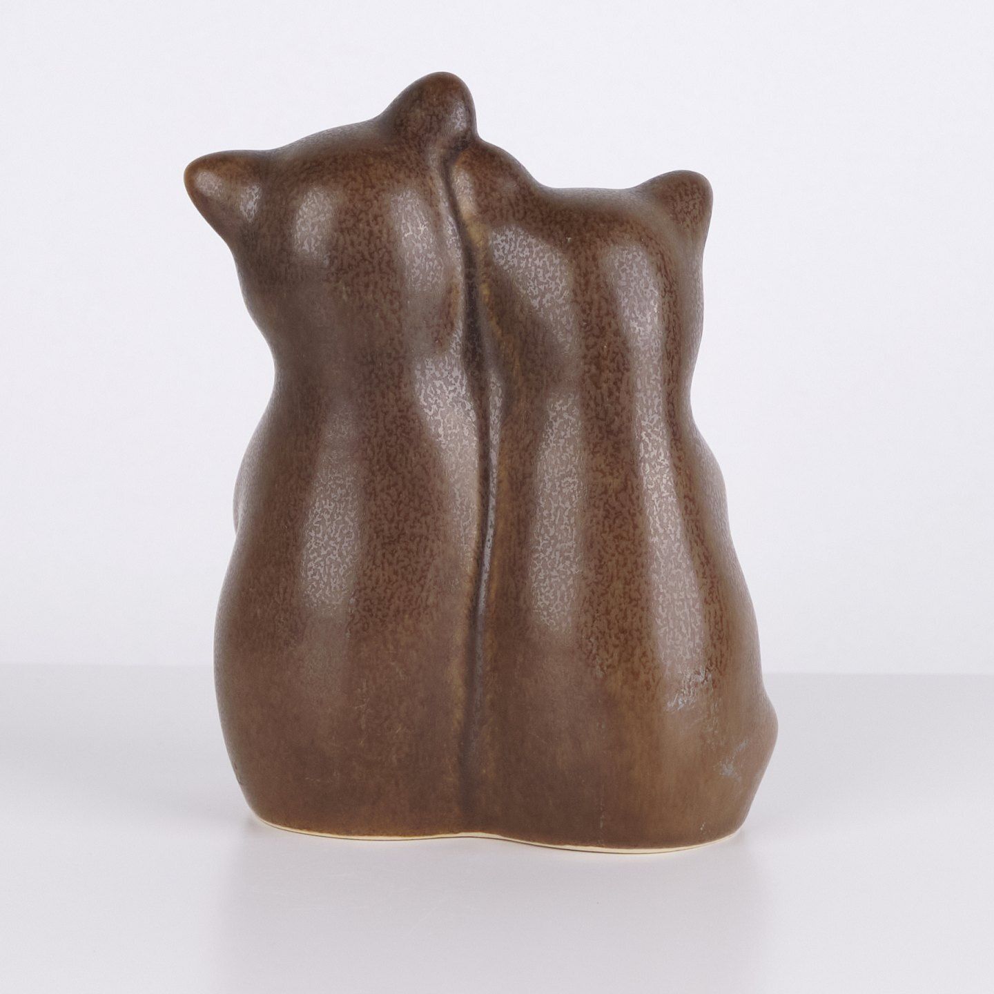 Knud Basse Pair Of Bear Figure In Brown Glazed Ceramic, Danish Design, 1960s photo Home Decor
