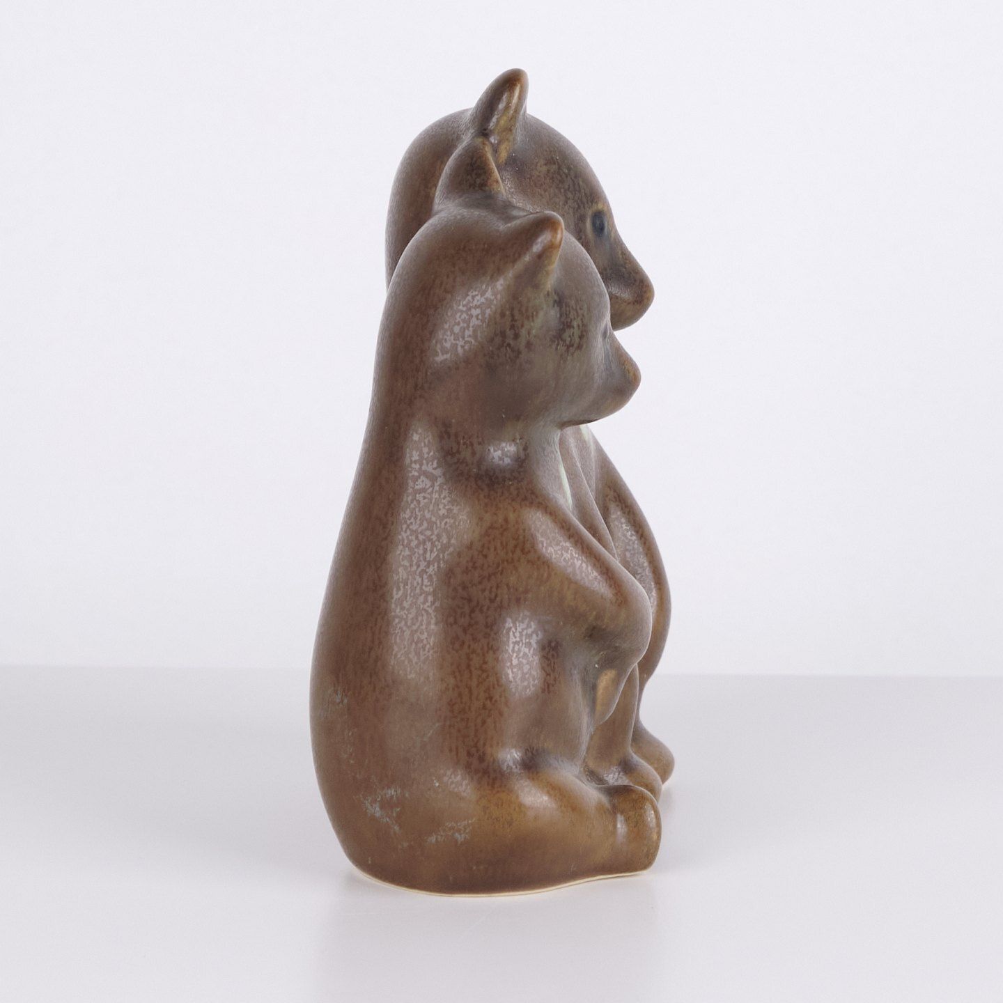 Knud Basse Pair Of Bear Figure In Brown Glazed Ceramic, Danish Design, 1960s photo 205.0