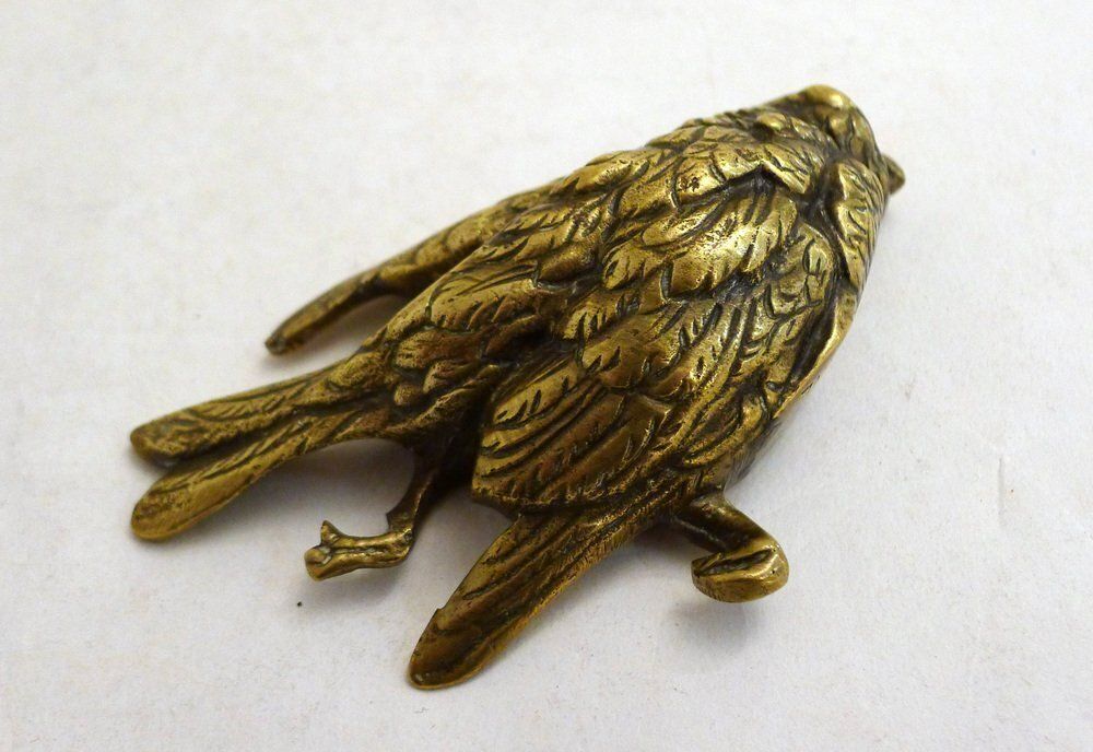 Small Paperweight Sculpture Of A Dead Bird In Gilt Bronze Or Brass, Early 20th Century photo furniture
