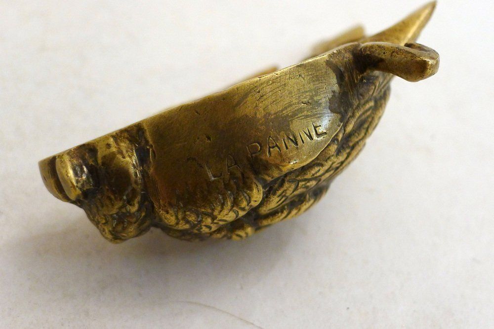 Small Paperweight Sculpture Of A Dead Bird In Gilt Bronze Or Brass, Early 20th Century photo Home Decor