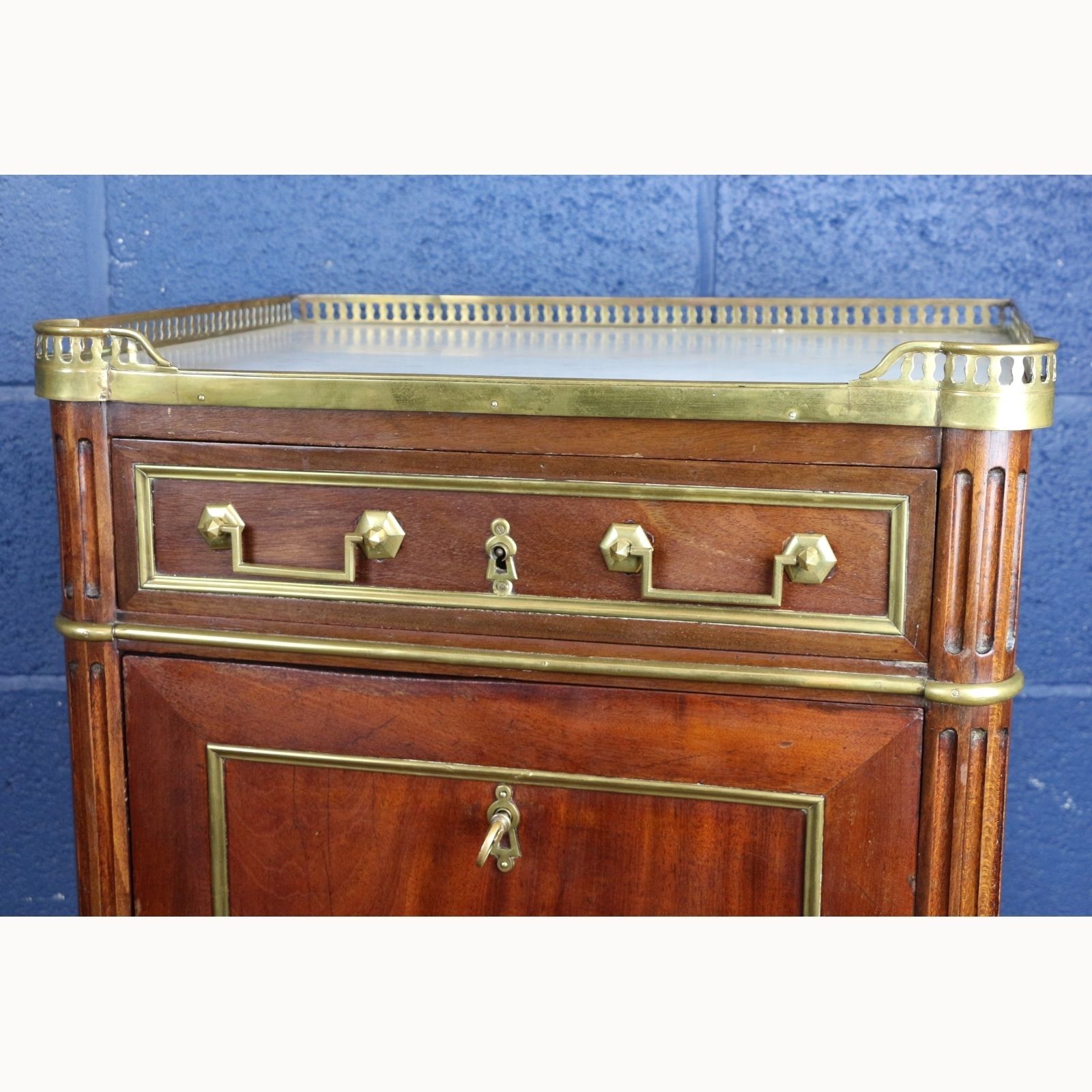 An Antique French Empire Mahogany & Brass Bound Escritoire Or Fitted Desk photo for sale