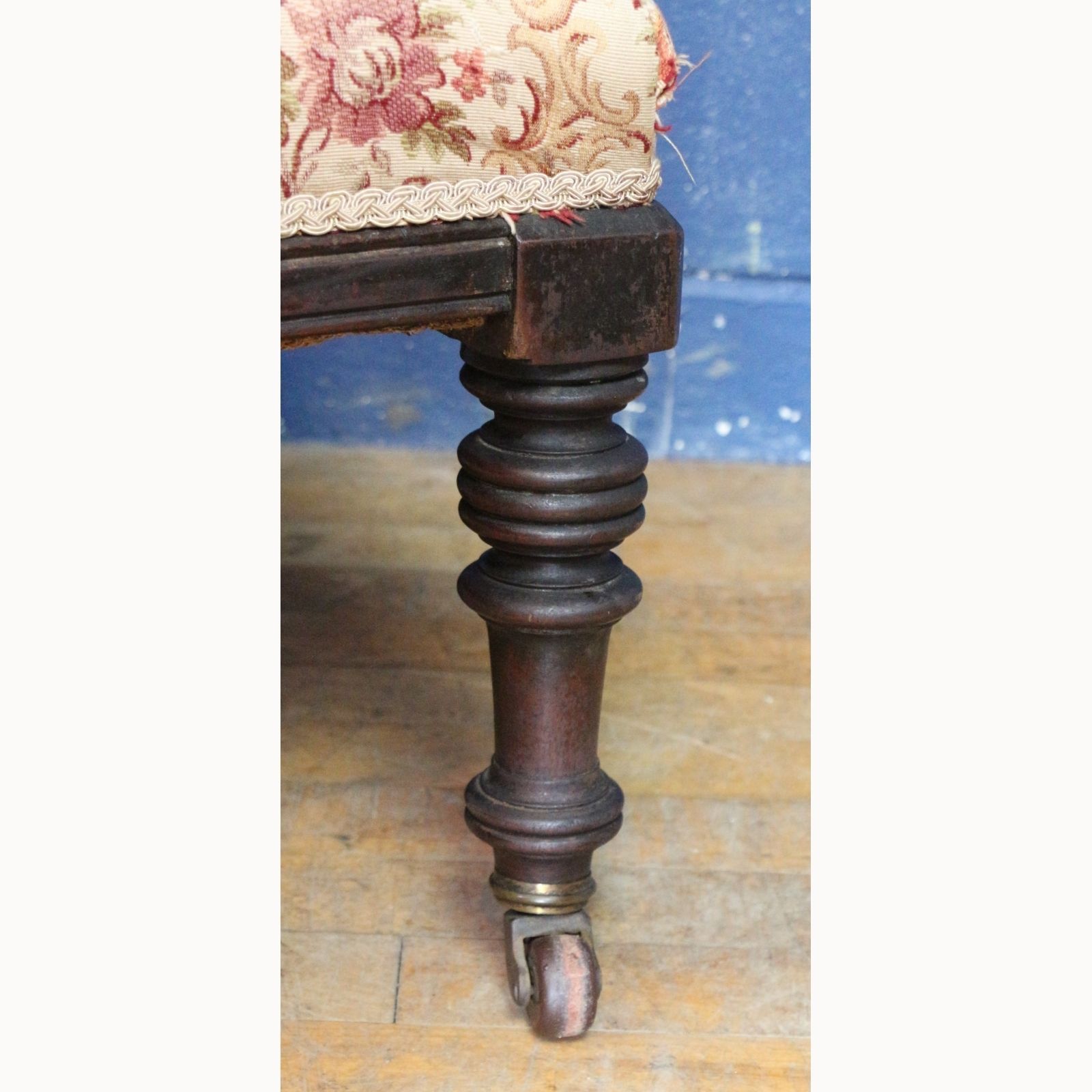 A Victorian Carved Walnut Framed Fireside Chair Raised On Turned Supports photo vinterior