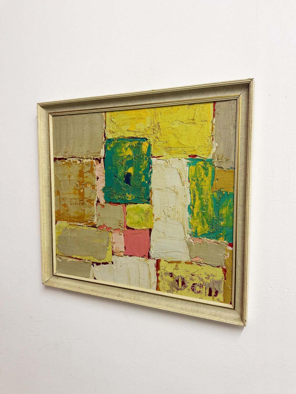 Terence Wood, Original Abstract Impasto Oil Painting Cubist Textured Composition photo for sale