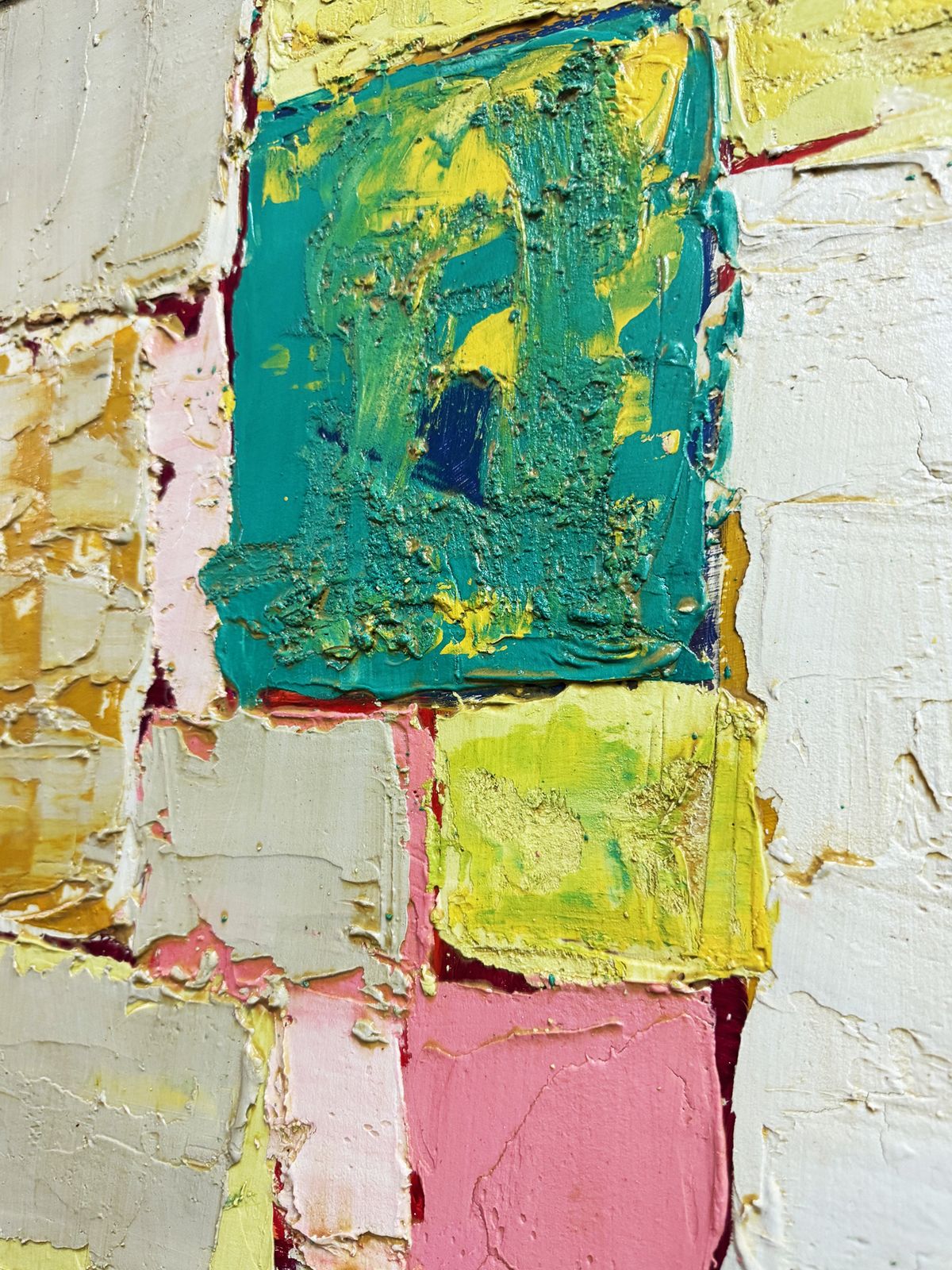 Terence Wood, Original Abstract Impasto Oil Painting Cubist Textured Composition photo Art