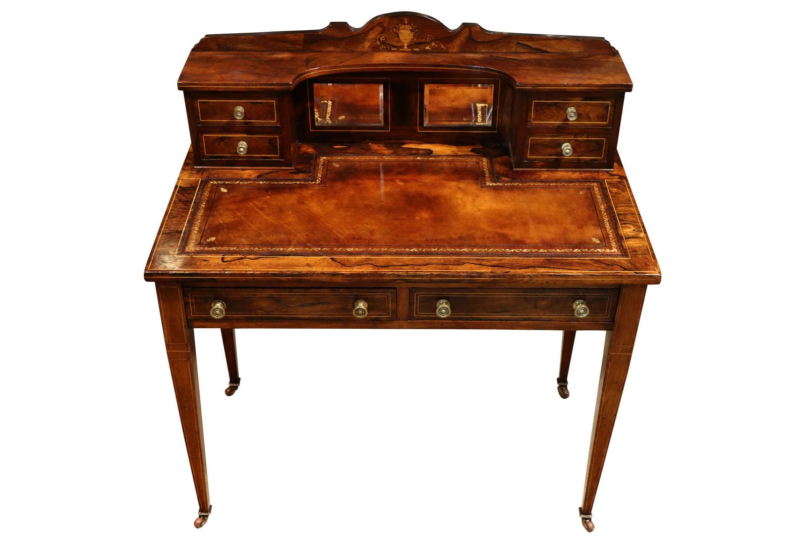 Fine Edwardian Inlaid Rosewood Ladies Writing Desk With Superstructure & Mirrors photo furniture