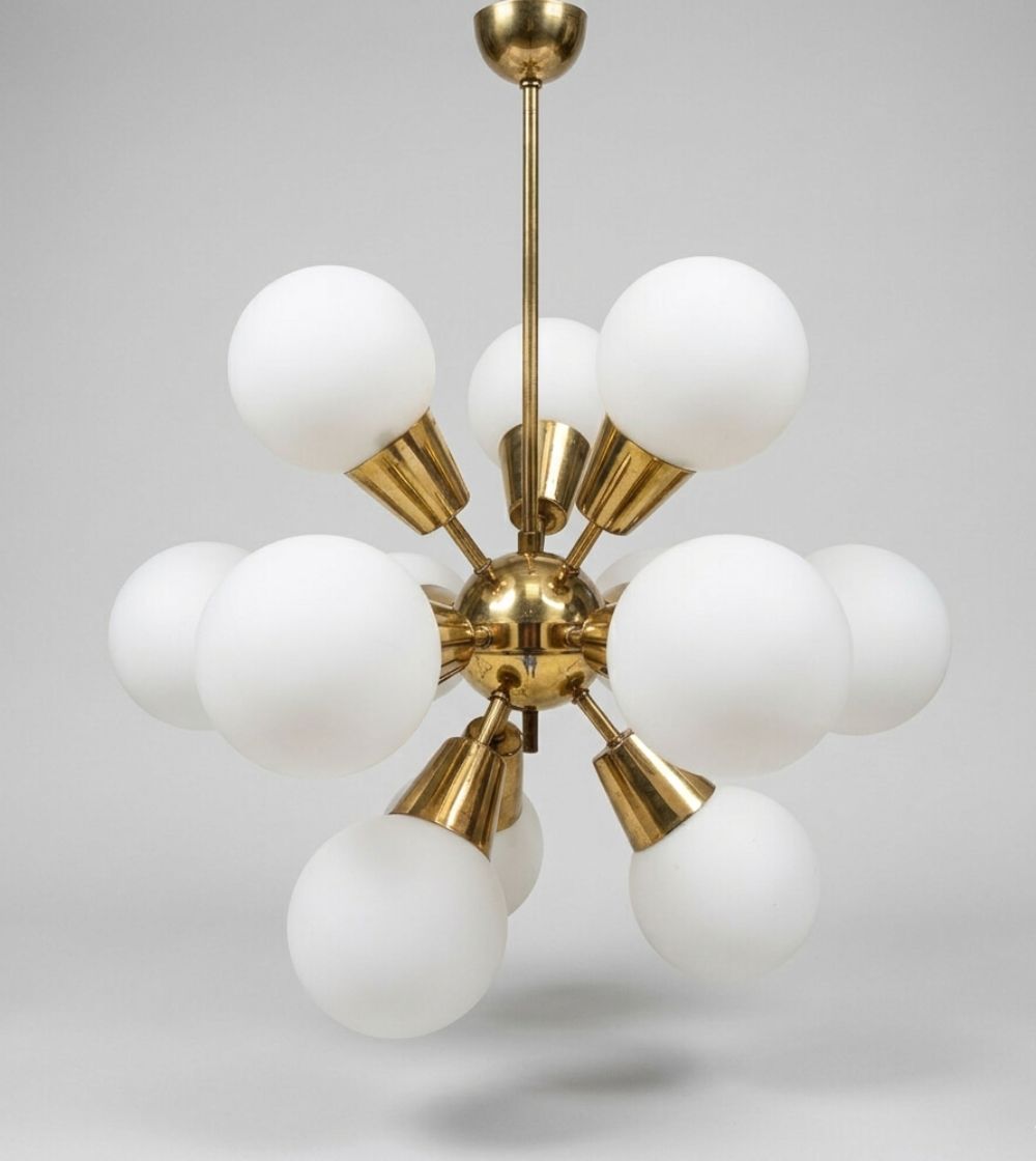 Sputnik Chandelier Mid Century Glass Kamenický šenov 1960s. photo for sale