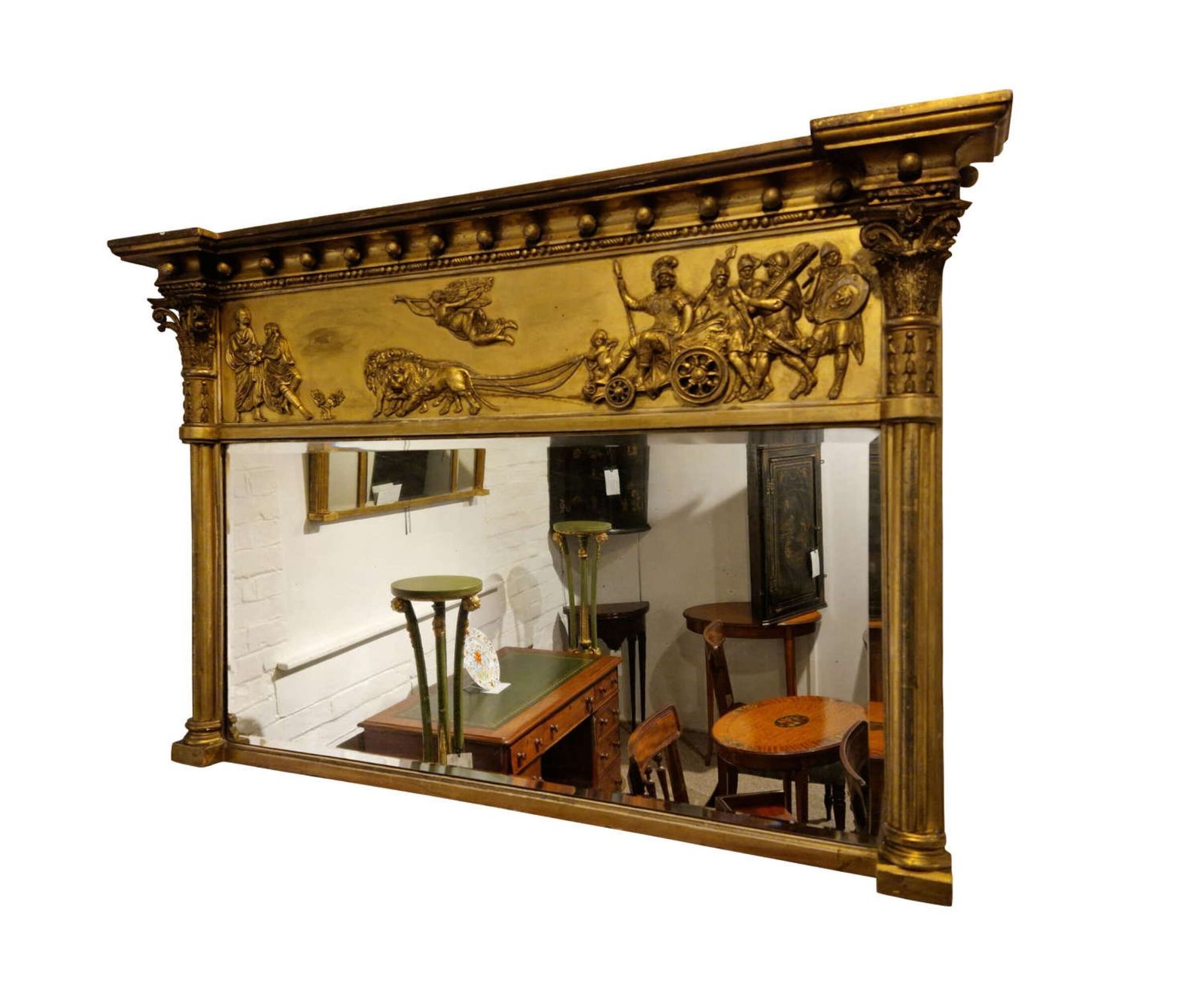 Fine 19th Century Giltwood Overmantel Mirror Depicting “Anania And Her Chariot” photo furniture