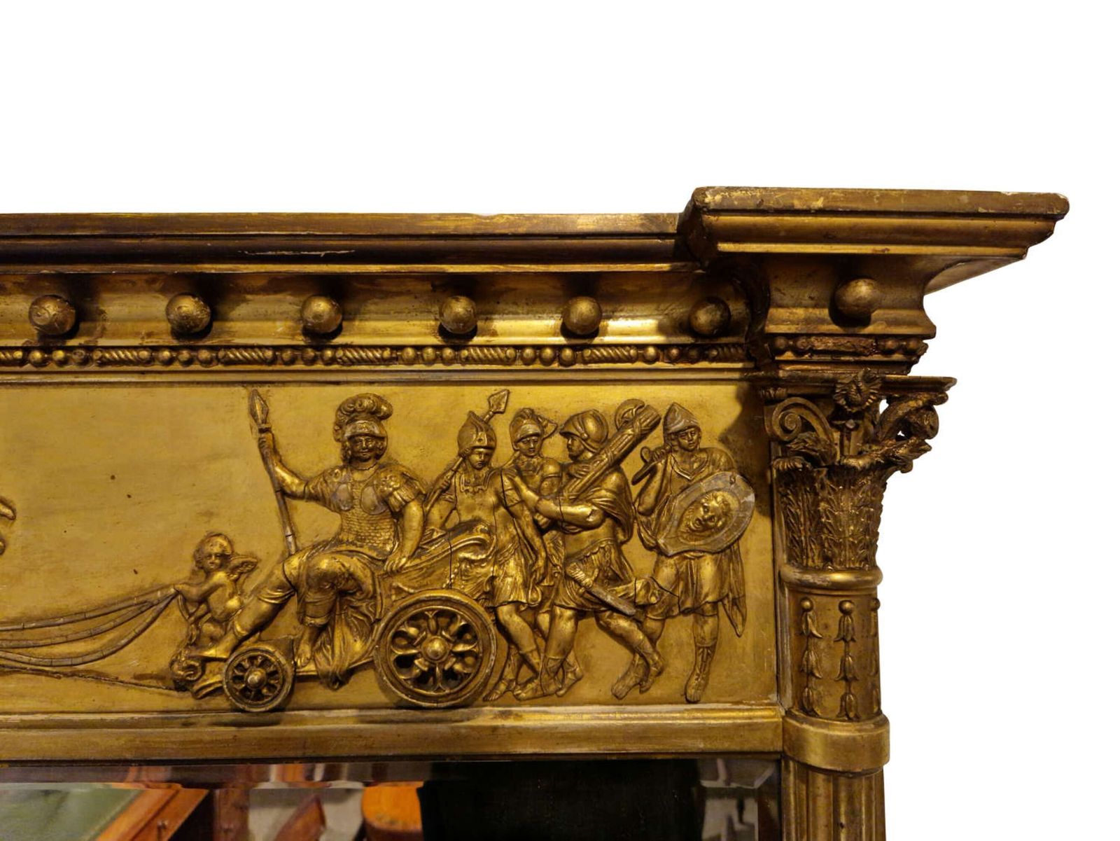 Fine 19th Century Giltwood Overmantel Mirror Depicting “Anania And Her Chariot” photo for sale