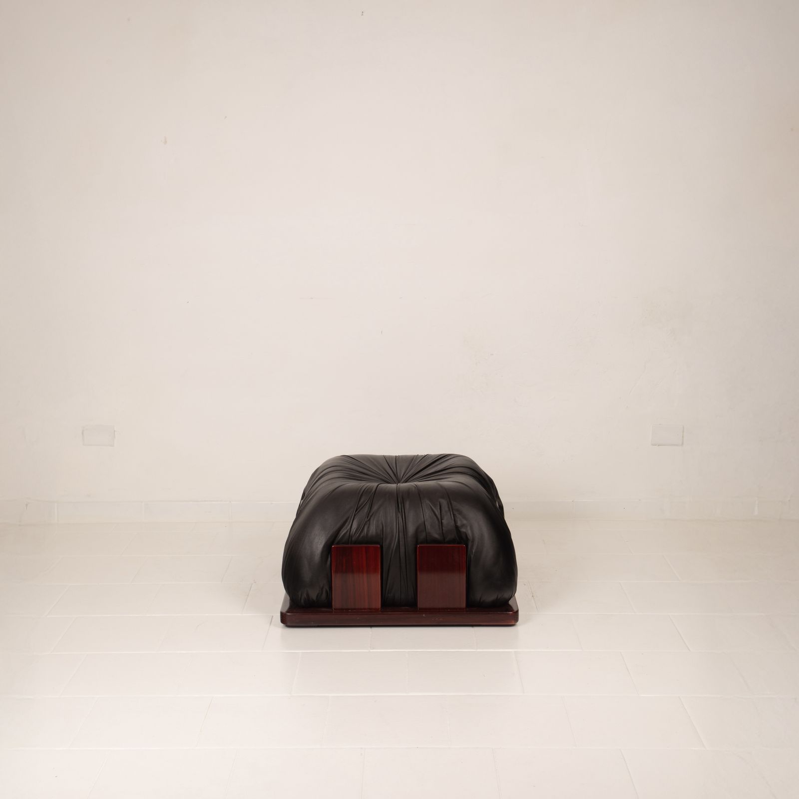 Dragone Pouf In Leather And Padouk By Luciano Frigerio For Frigerio Di Desio. photo buy