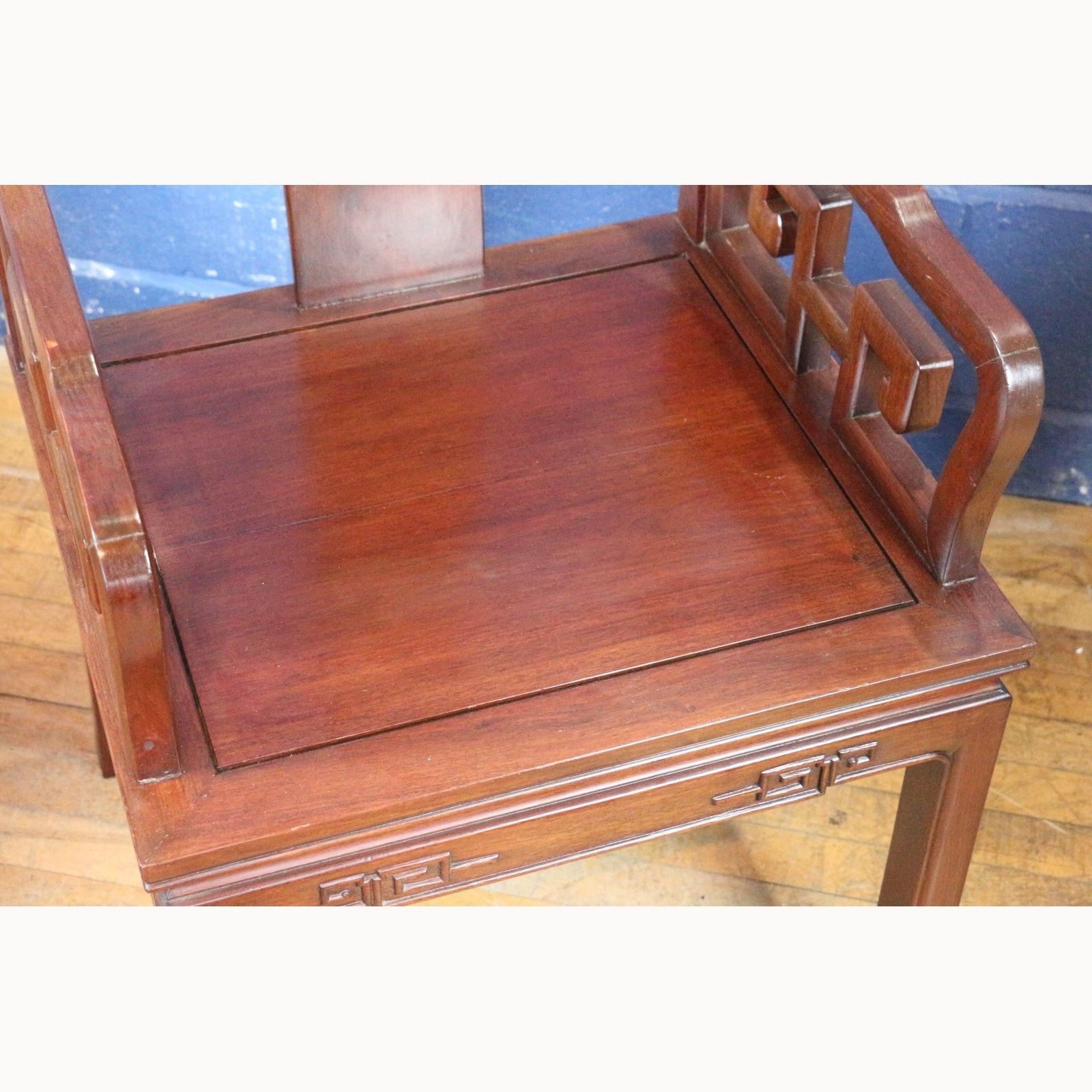 A C20th Carved Chinese Hardwood Open Arm Chair photo Furniture