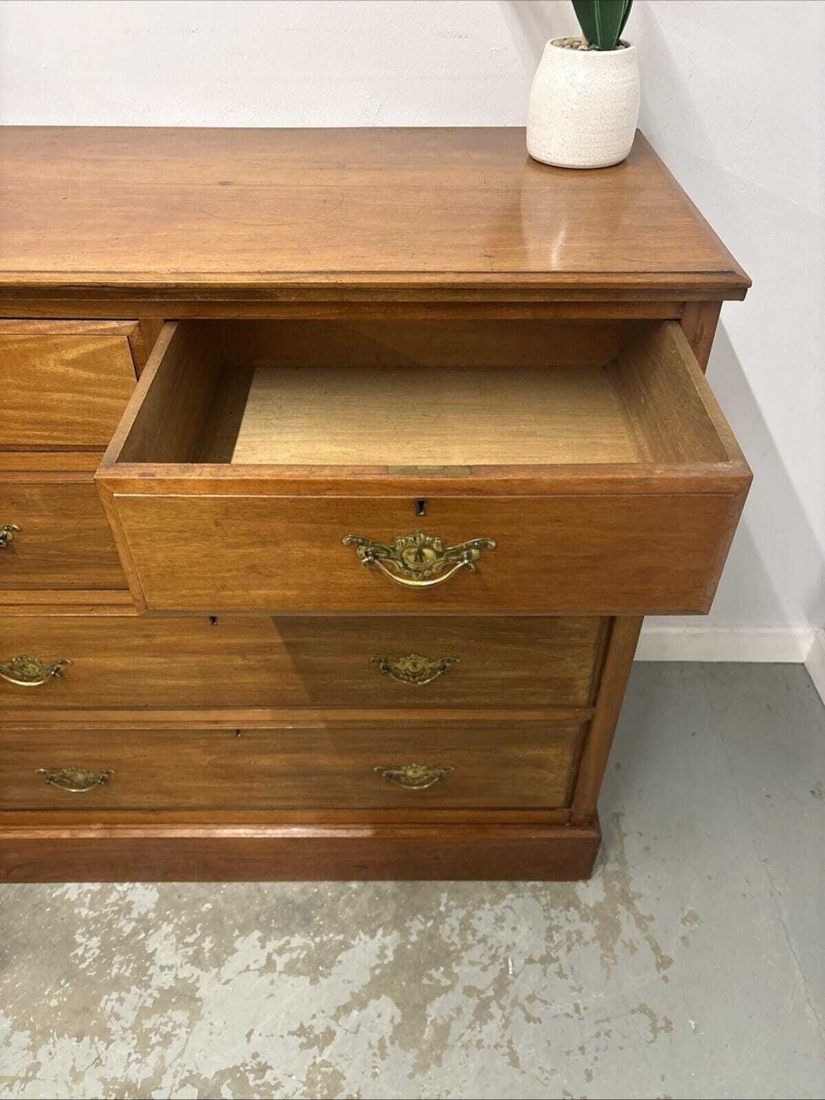 525.0 Edwardian Style Satinwood Effect Chest Of Drawers, Vintage 2 Over 3 Drawer Unit photo