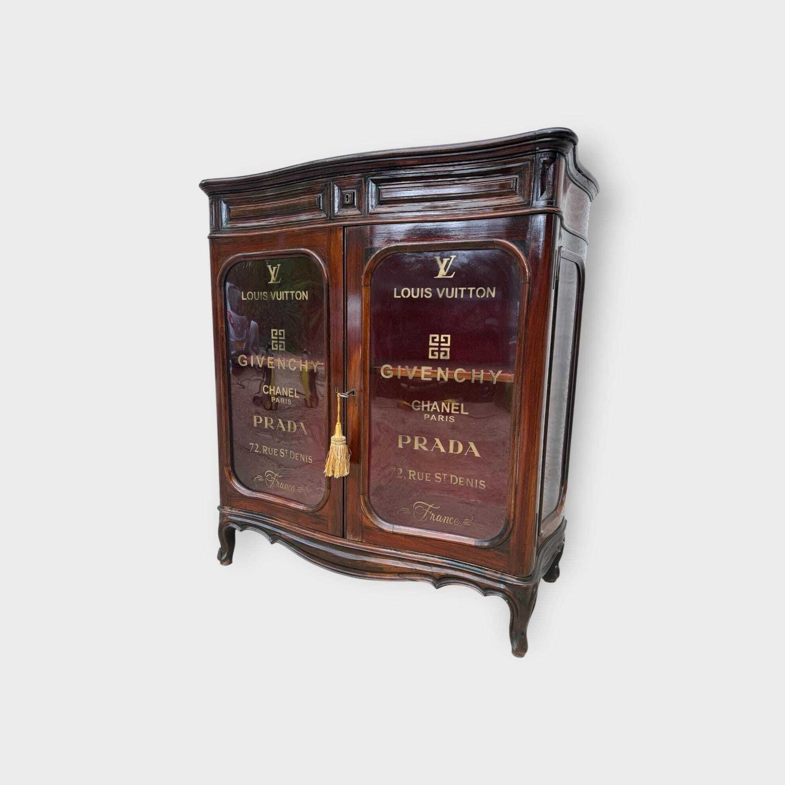 Stunning Antique 2 Door Rosewood 2 Door Glazed Bookcase With Later Lettering photo vintage