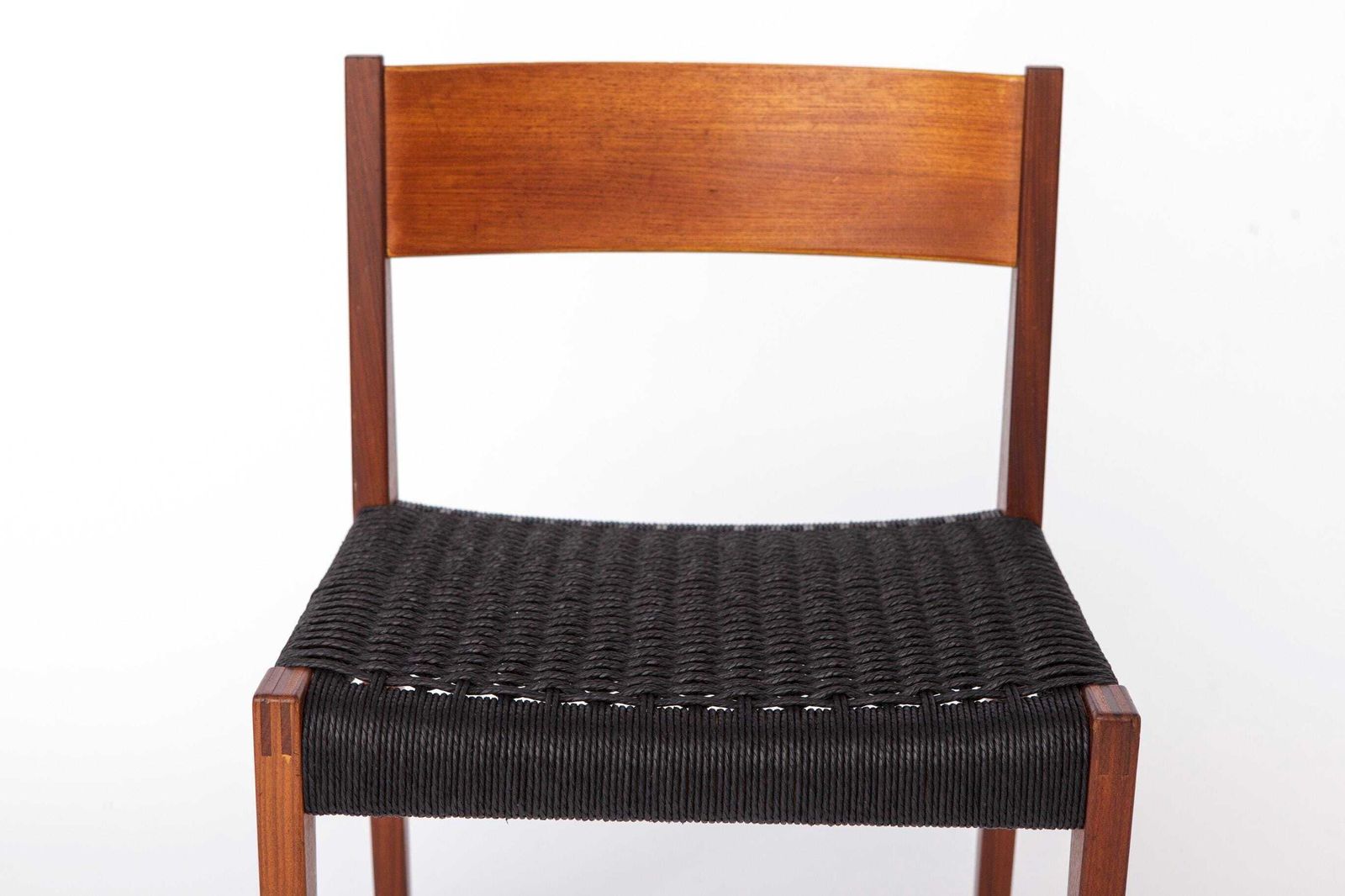 Vintage Poul Cadovius Chair “Pia” For Cado, Danish Teak Chair 1960s, Black Danish Cord Seat, Mid Century Modern photo furniture