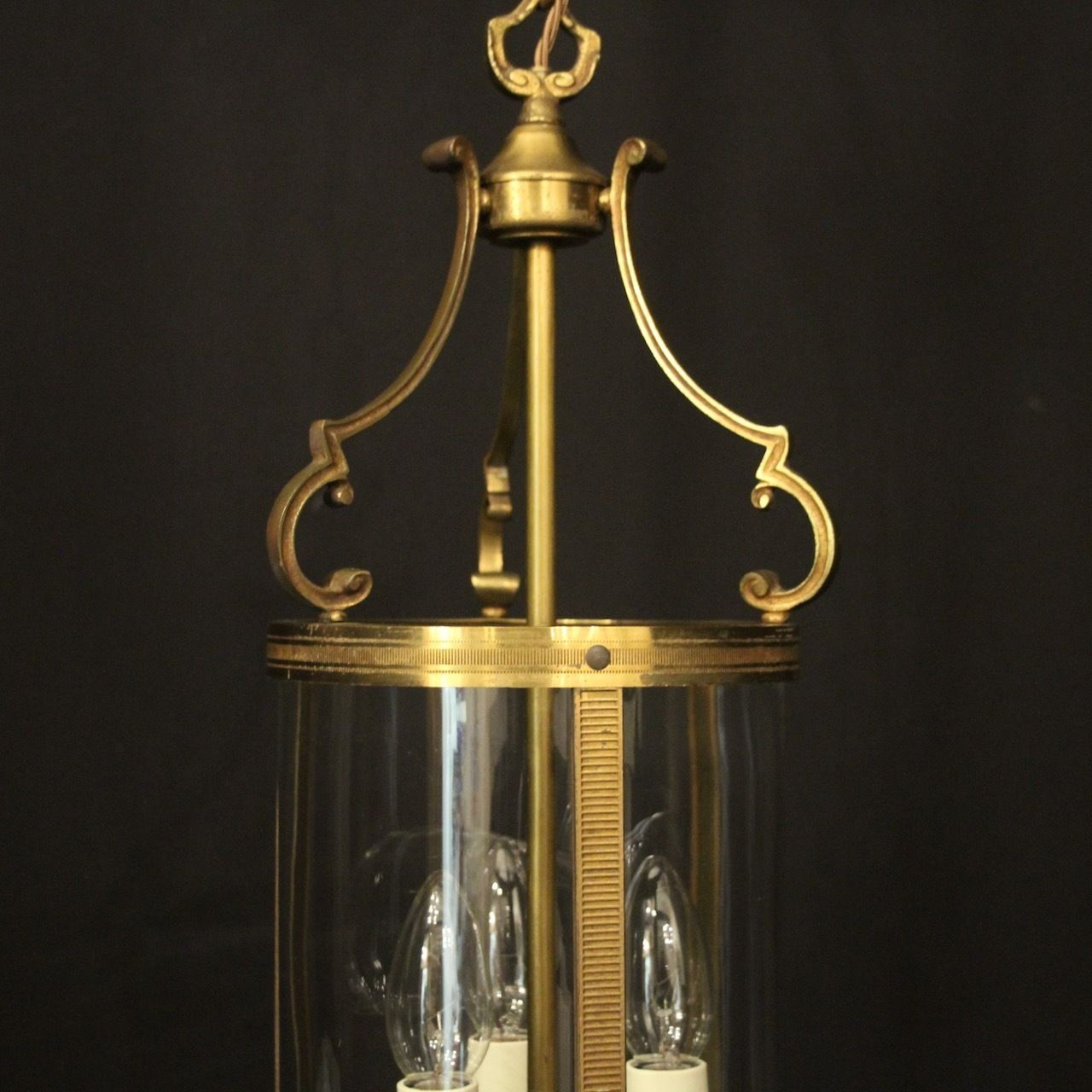 French Gilded Convex Hall Antique Lantern photo for sale