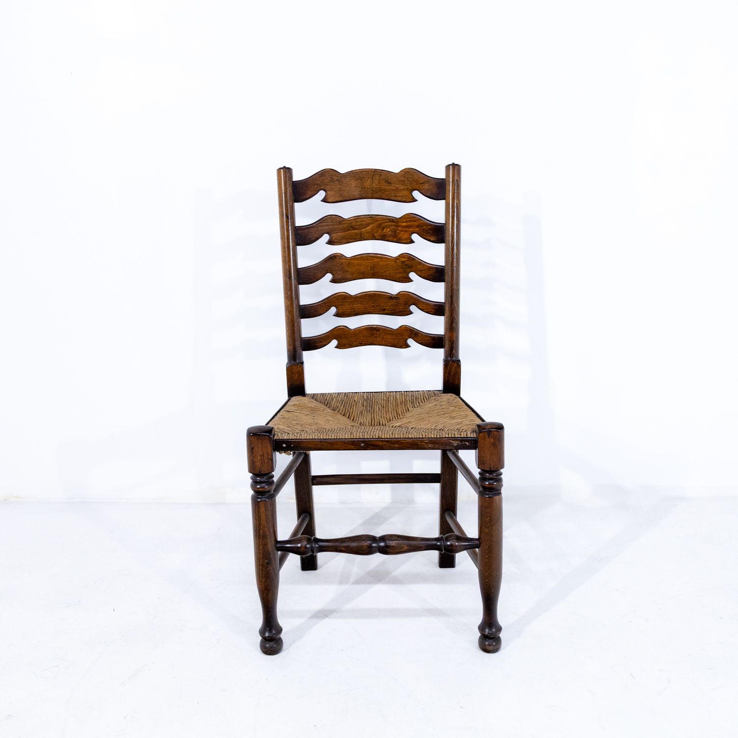 Oak Refectory Table And Six Oak Rush Seated Chairs photo vinterior