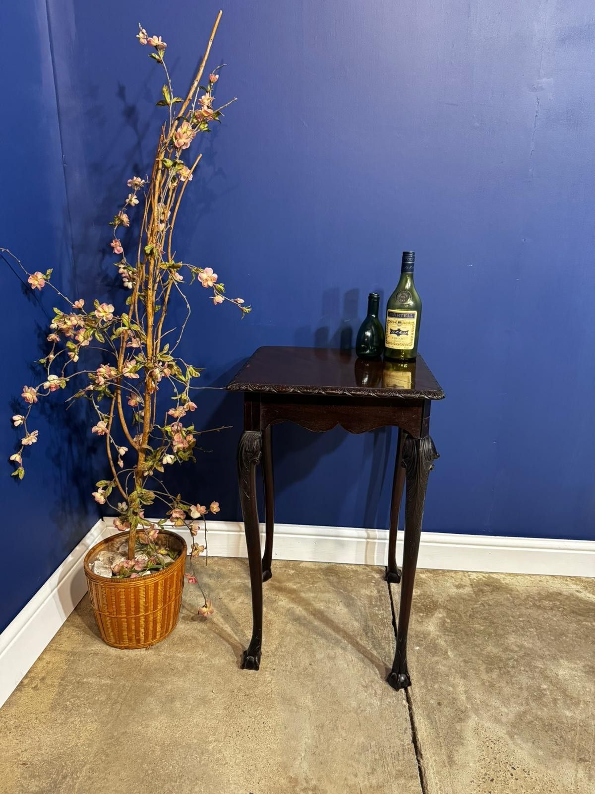 Antique Edwardian Mahogany Two Tier Side Table End Wine Plant Stand Carved photo furniture