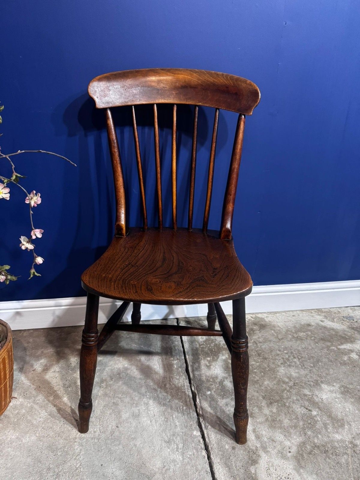 Antique Elm Chair Farmhouse Rustic Kitchen Dining Chair Victorian Bedroom photo furniture