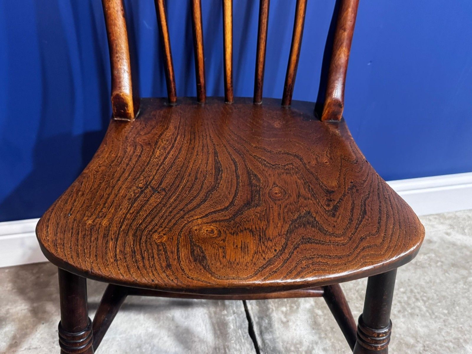 Antique Elm Chair Farmhouse Rustic Kitchen Dining Chair Victorian Bedroom photo vinterior