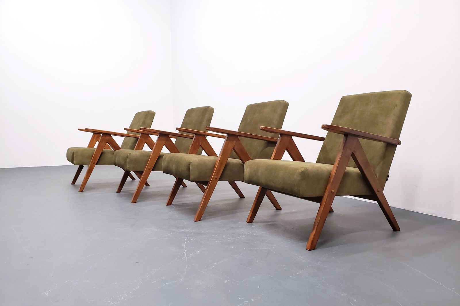 photo for sale Mid Century Easy Chair Model B   310 Var In Forest Green Velvet