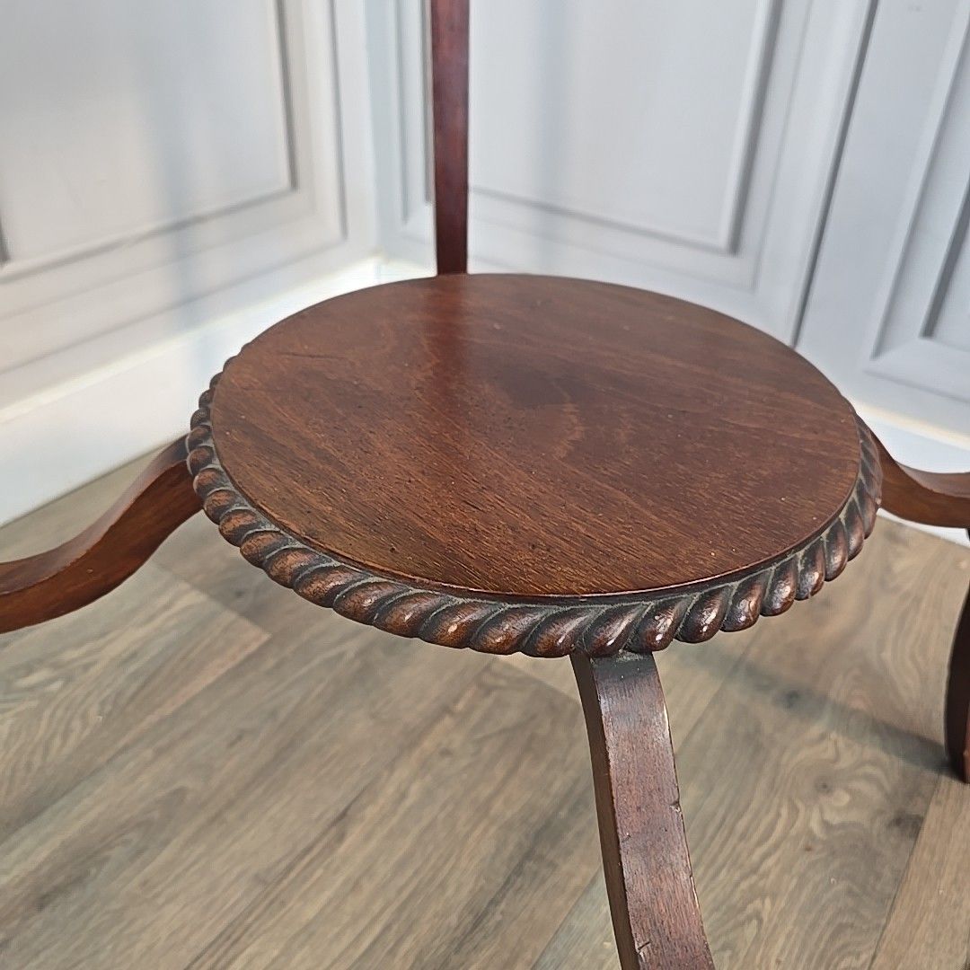 Antique Occasional Table Mahogany Round Window Side Rope Edge Tier Wooden photo vinterior