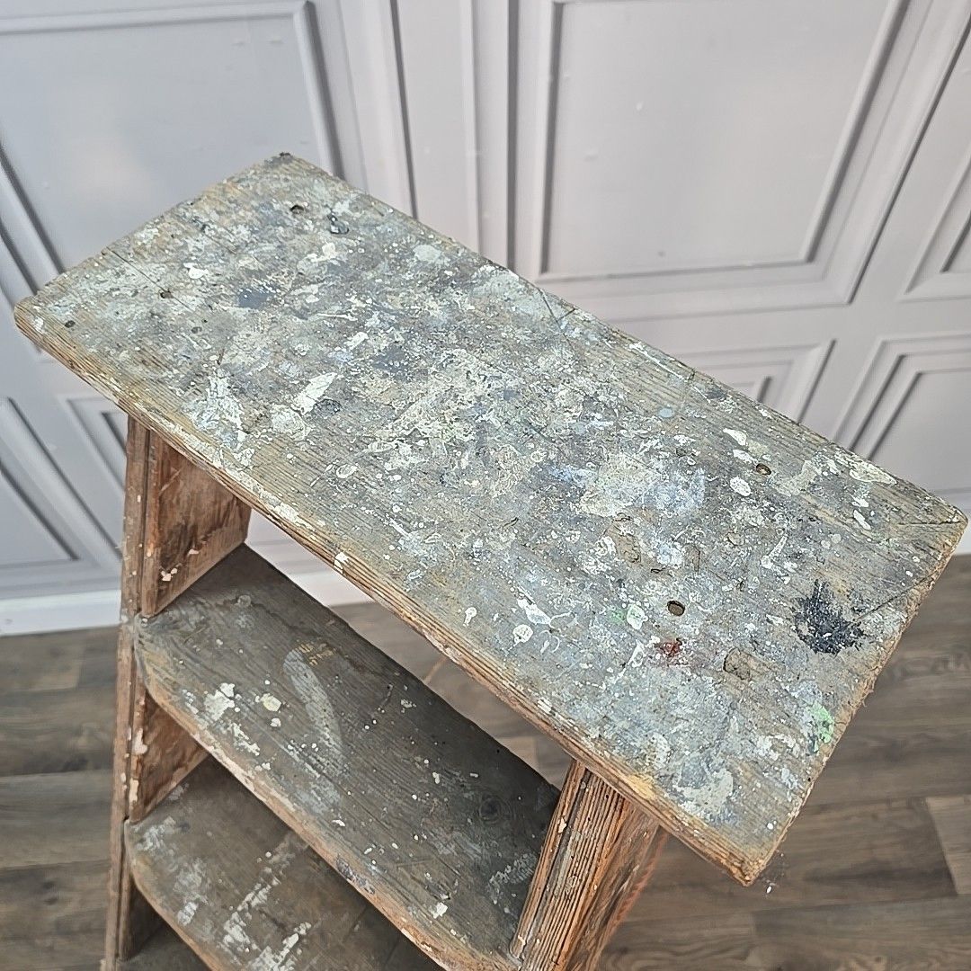 Antique Wooden Step Ladders Rustic Folding Decor Display Ladder Prop Upcycle photo Home Decor