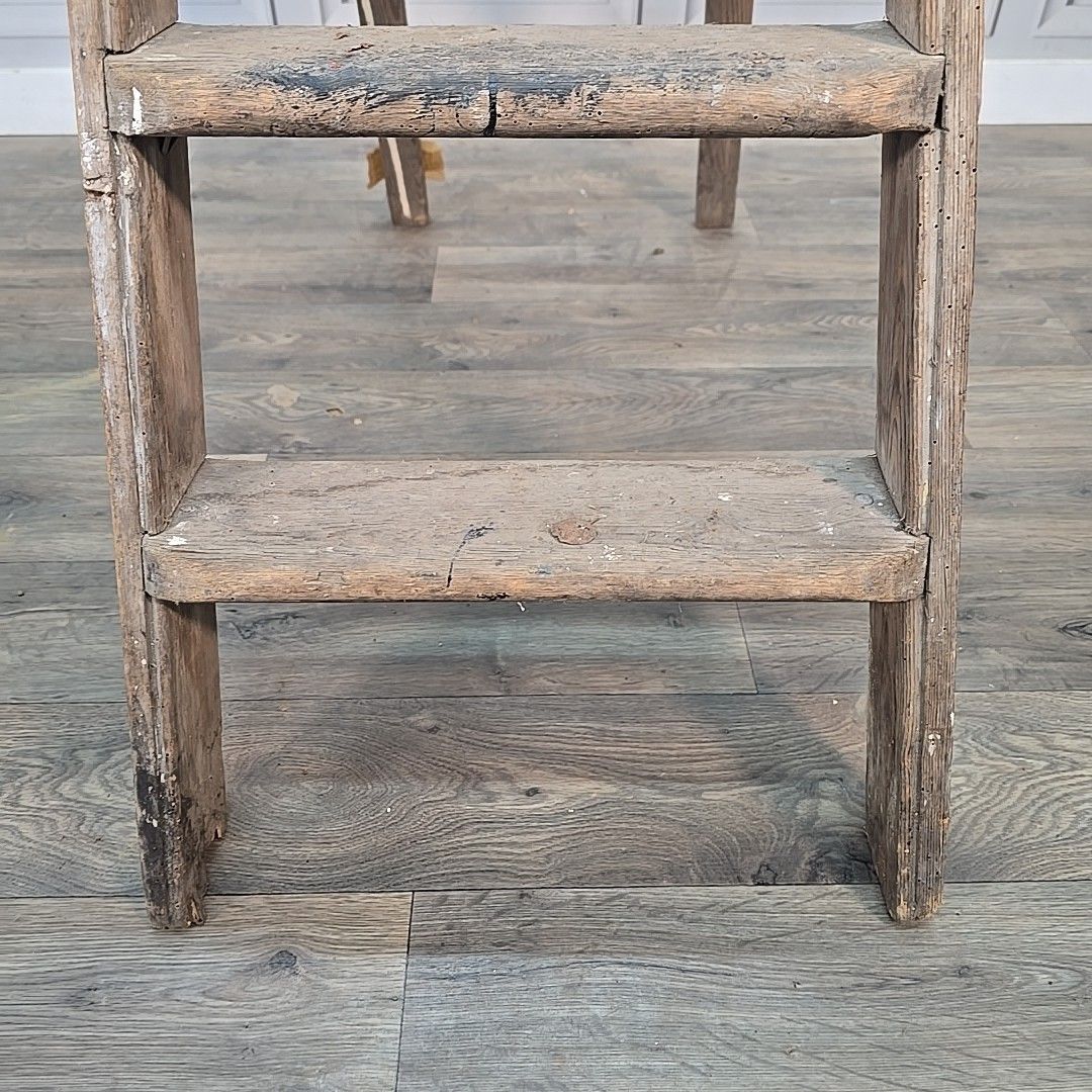 photo vinterior Antique Wooden Step Ladders Rustic Folding Decor Display Ladder Prop Upcycle