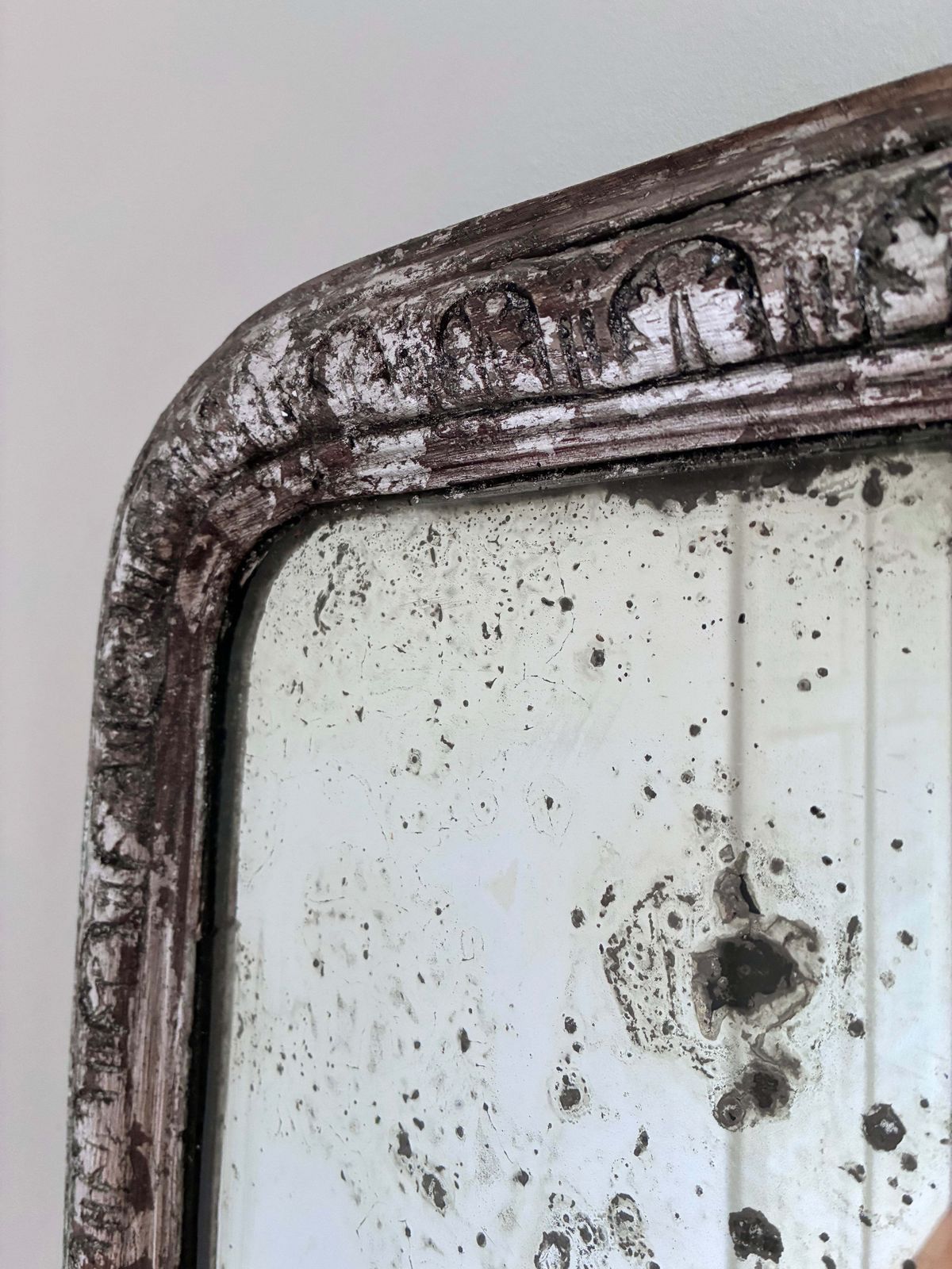 Antique French Louis Philippe Silvered Giltwood Mirror – Late 19th Century photo buy