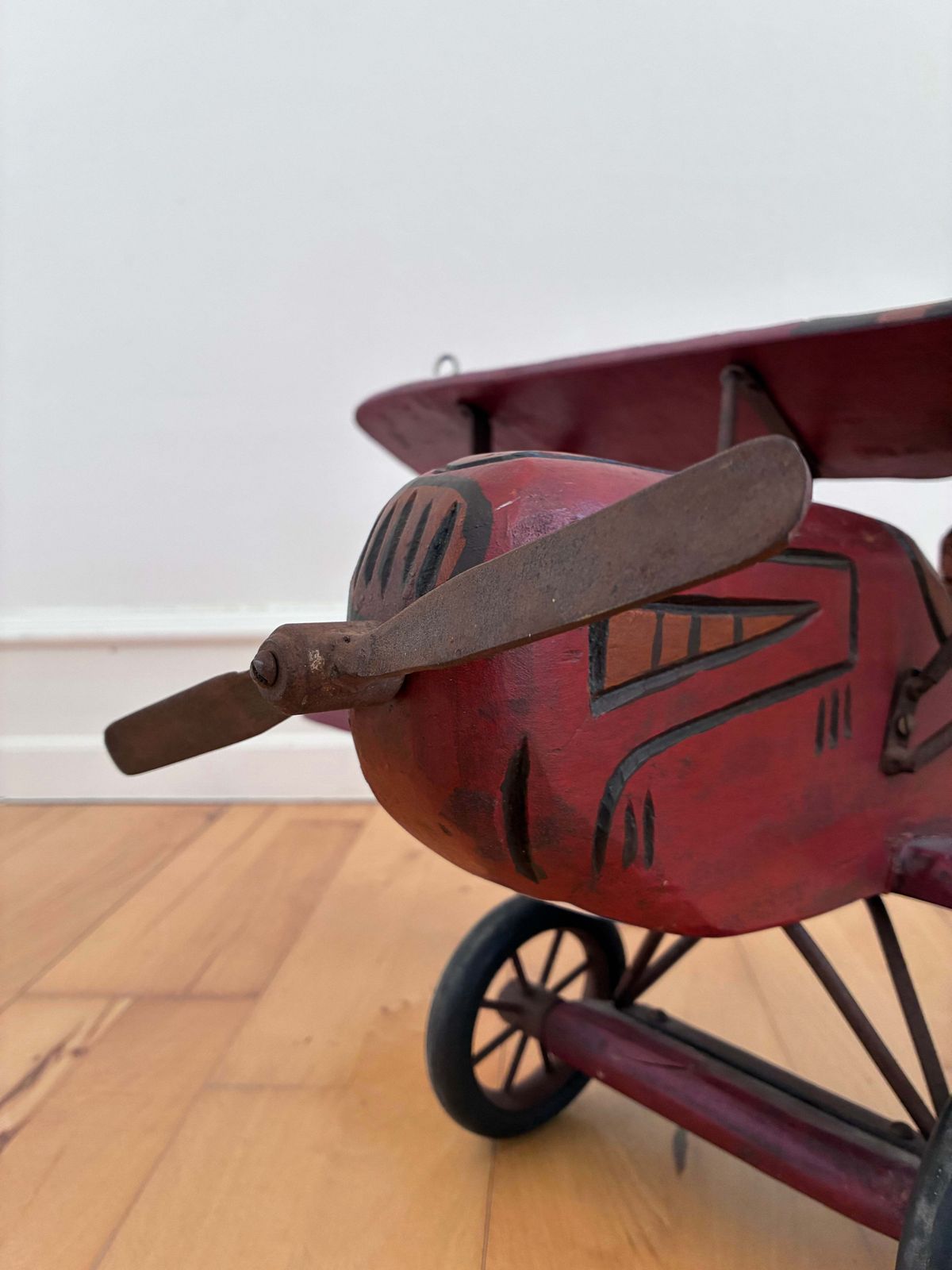 Large Vintage Handmade Wooden Airplane Model Biplane, 1930s photo buy