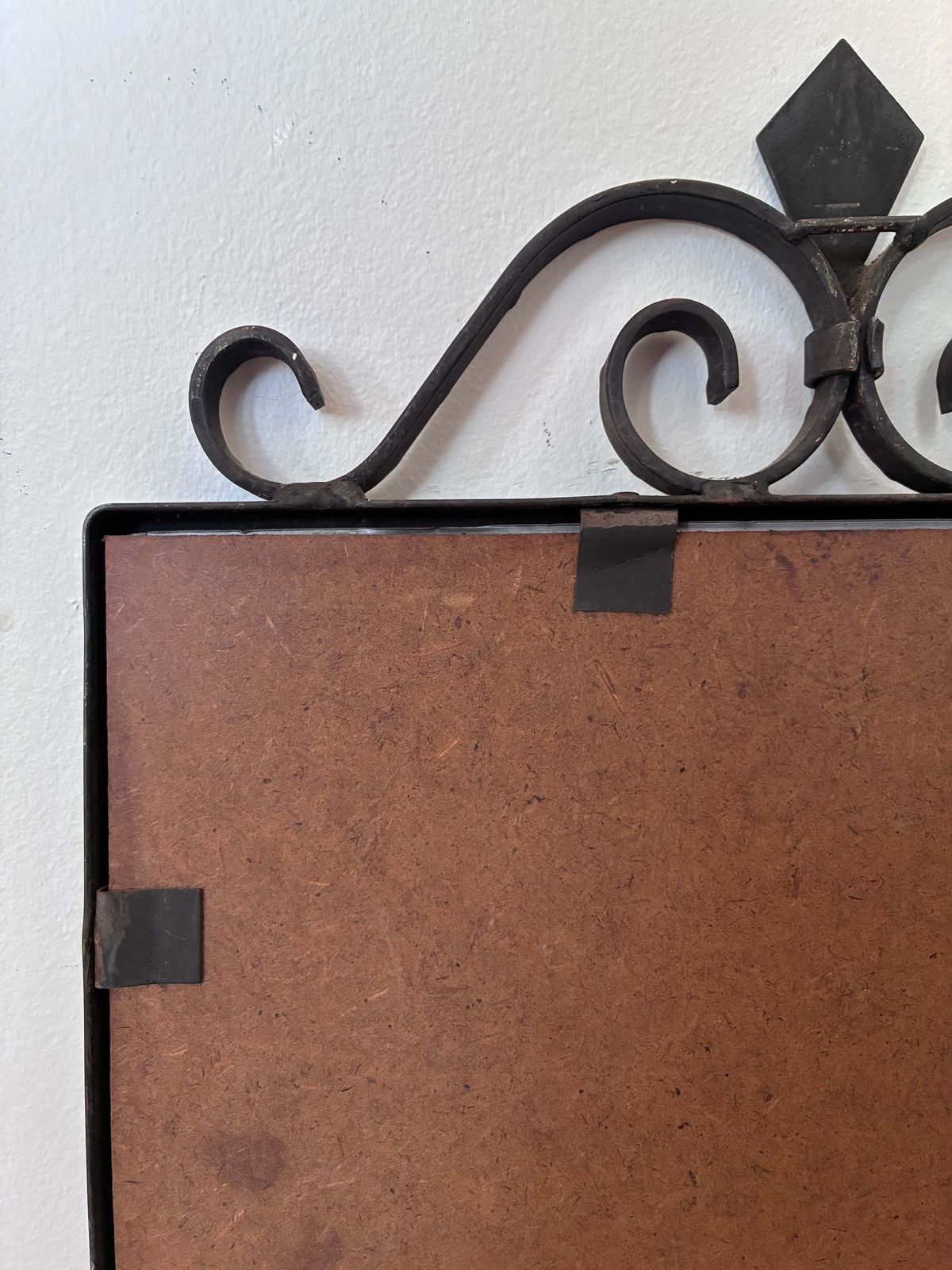photo for sale Art Deco Black Wrought Iron Wall Mirror, Belgium,1930s