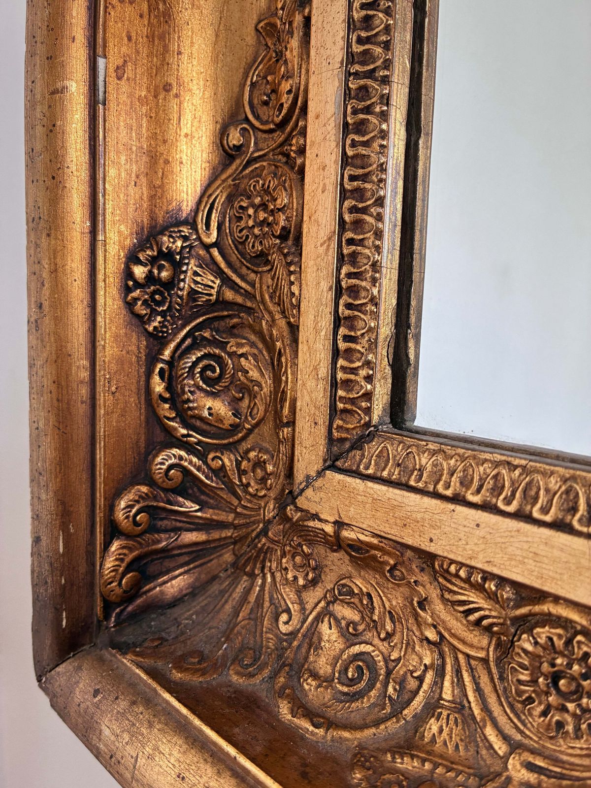 Large Antique Napoleon III Giltwood French Wall Mirror, 19th Century photo for sale
