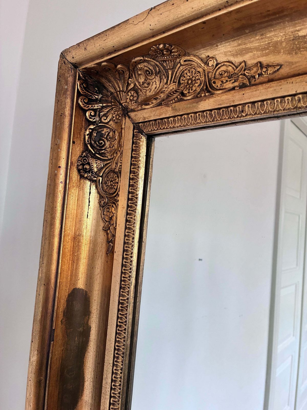 photo furniture Large Antique Napoleon III Giltwood French Wall Mirror, 19th Century
