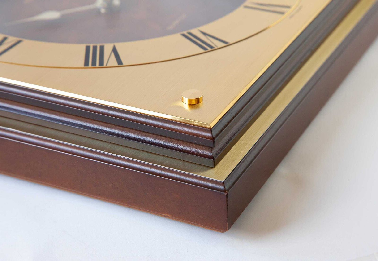 Elegant Junghans Wall Clock Brass Mid Century Modernism Space Age Germany Mcm Atomic Wood Gold photo buy