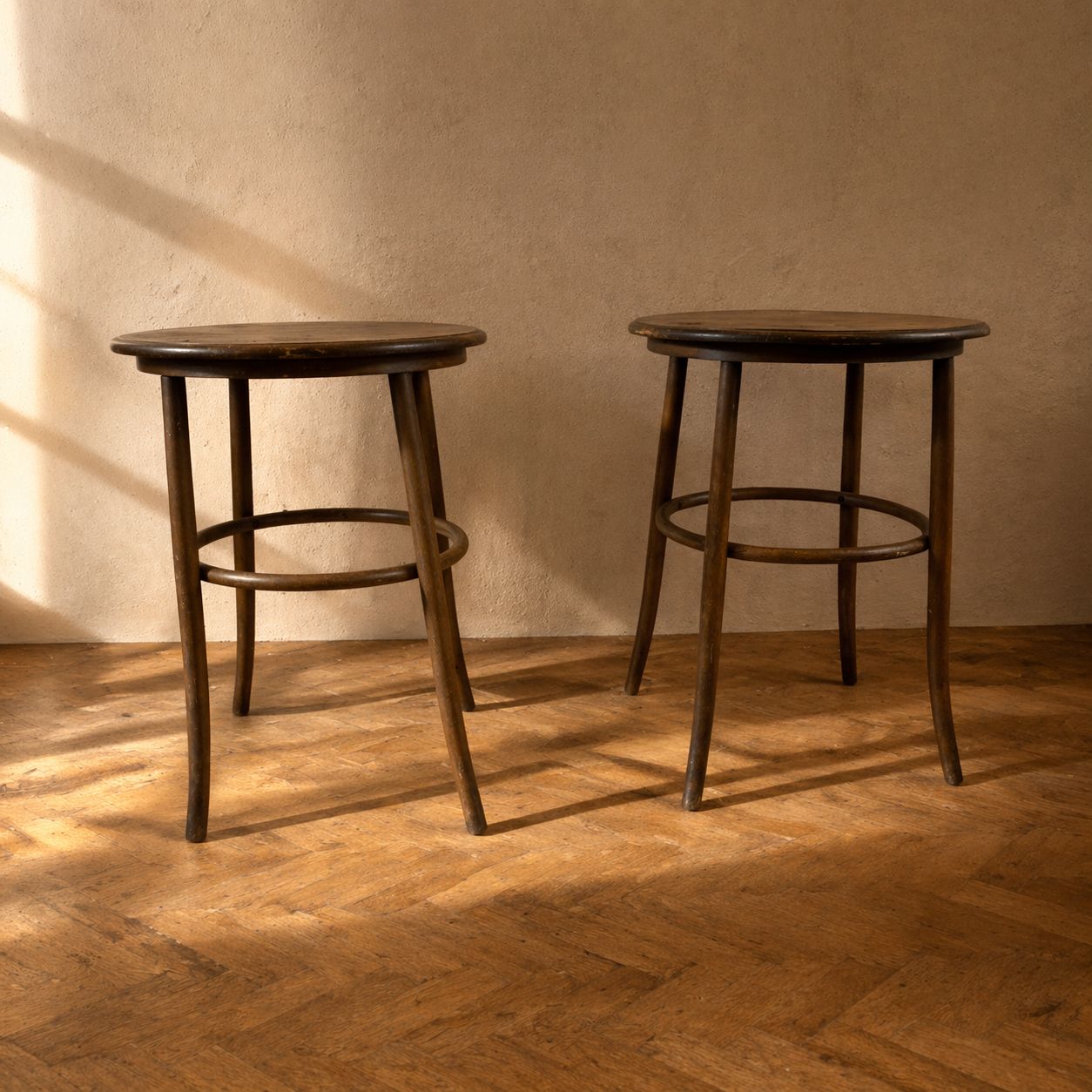 Vintage Gebogen Houten Bijzettafels In Thonet Stijl – Set Van 2 photo 551.0